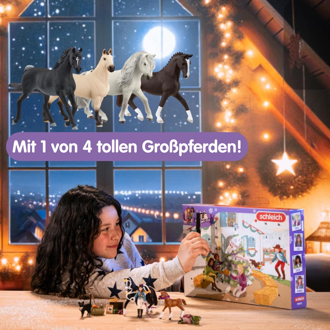 Schleich 99092 Calendar de Advent Horse Club 2024, pentru copii de la 5 ani, set de joacă HORSE CLUB, 36 piese