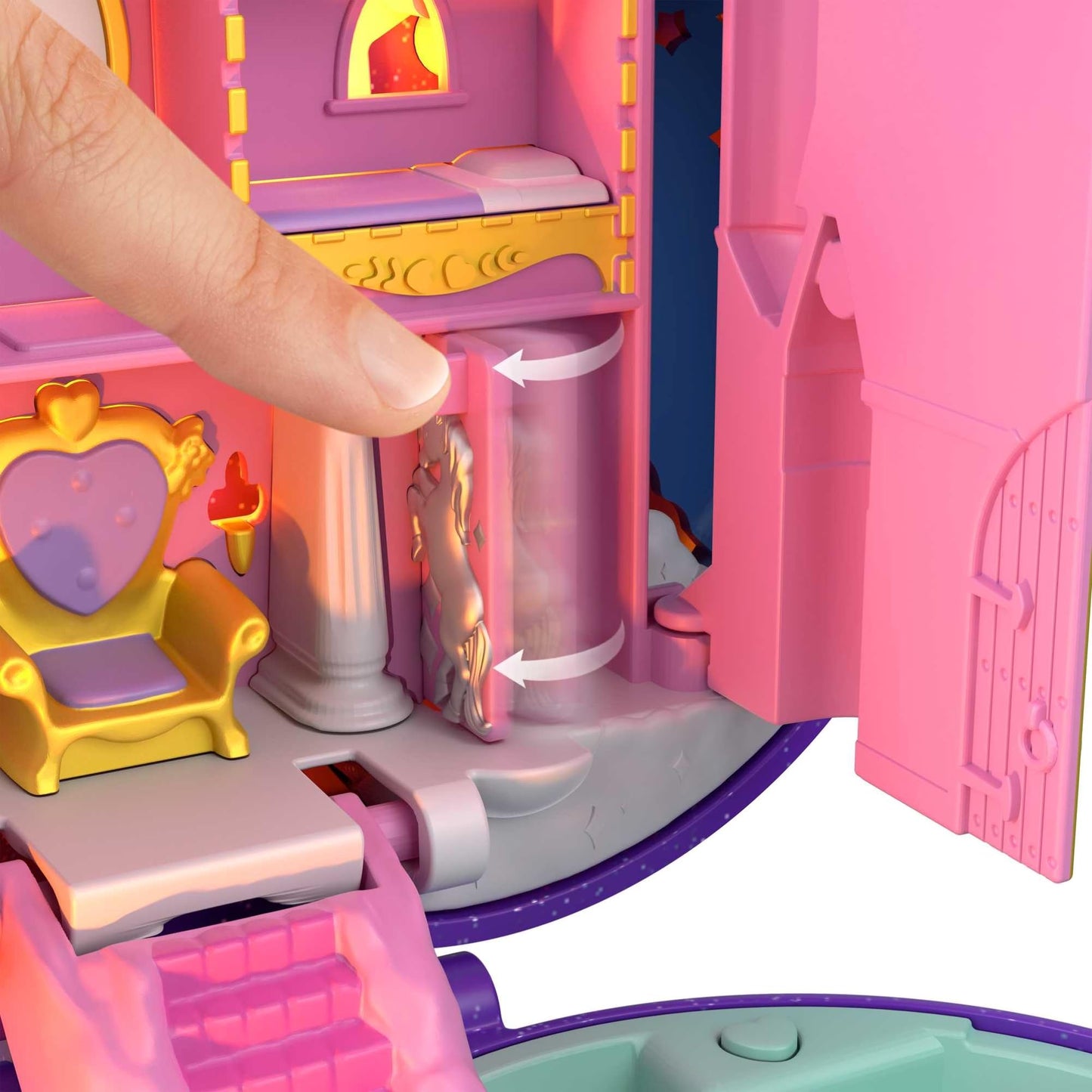Castel de papusi, Mattel, Polly Pocket Castel Starlight Lock, Plastic, +3ani, Multicolor
