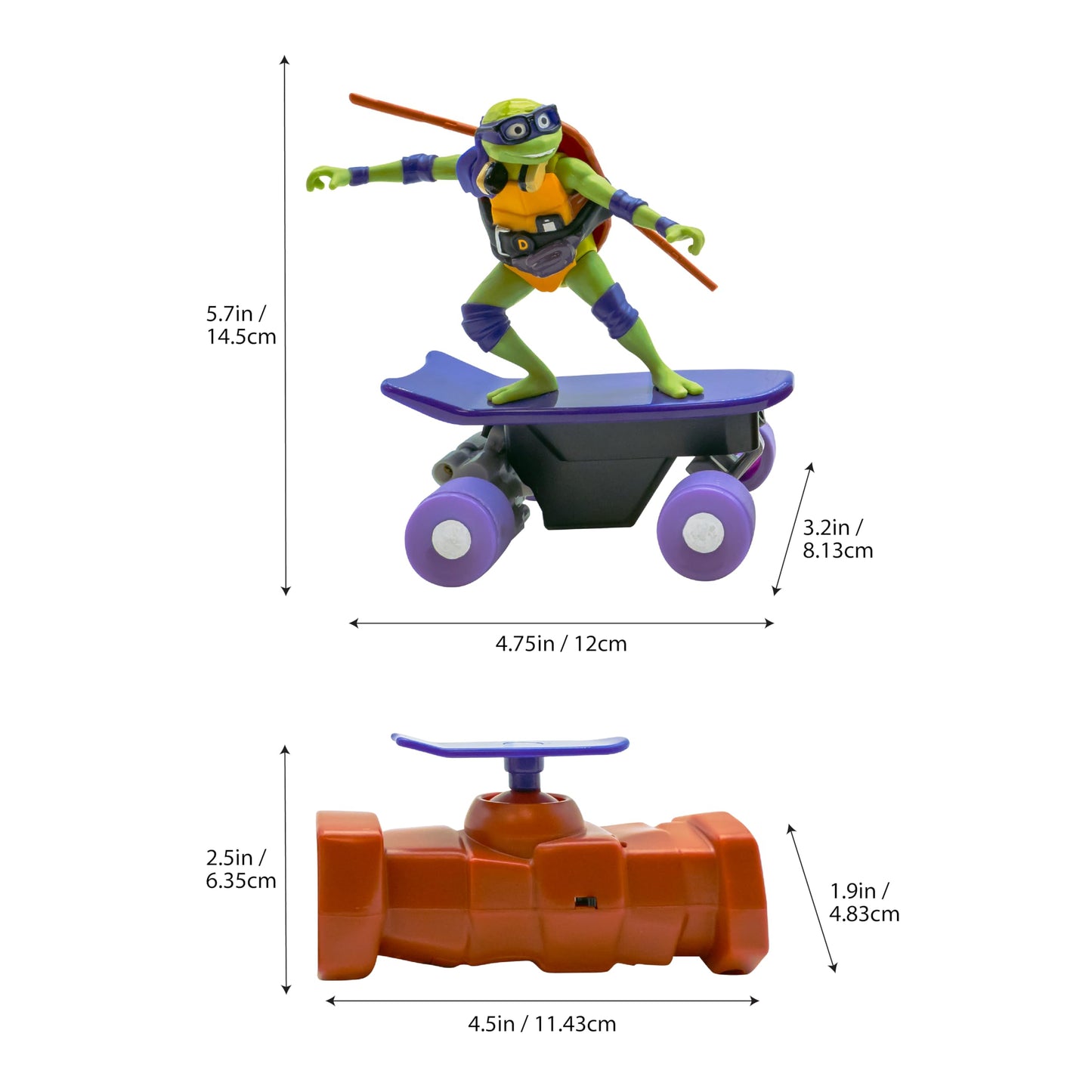 Testoasele Ninja Adolescente Mutante TMNT | Donatello Testoasa Ninja Mutant Mayhem cu Telecomandă Half Pipe |Jucării și Cadouri pentru Copii de 5+ Ani