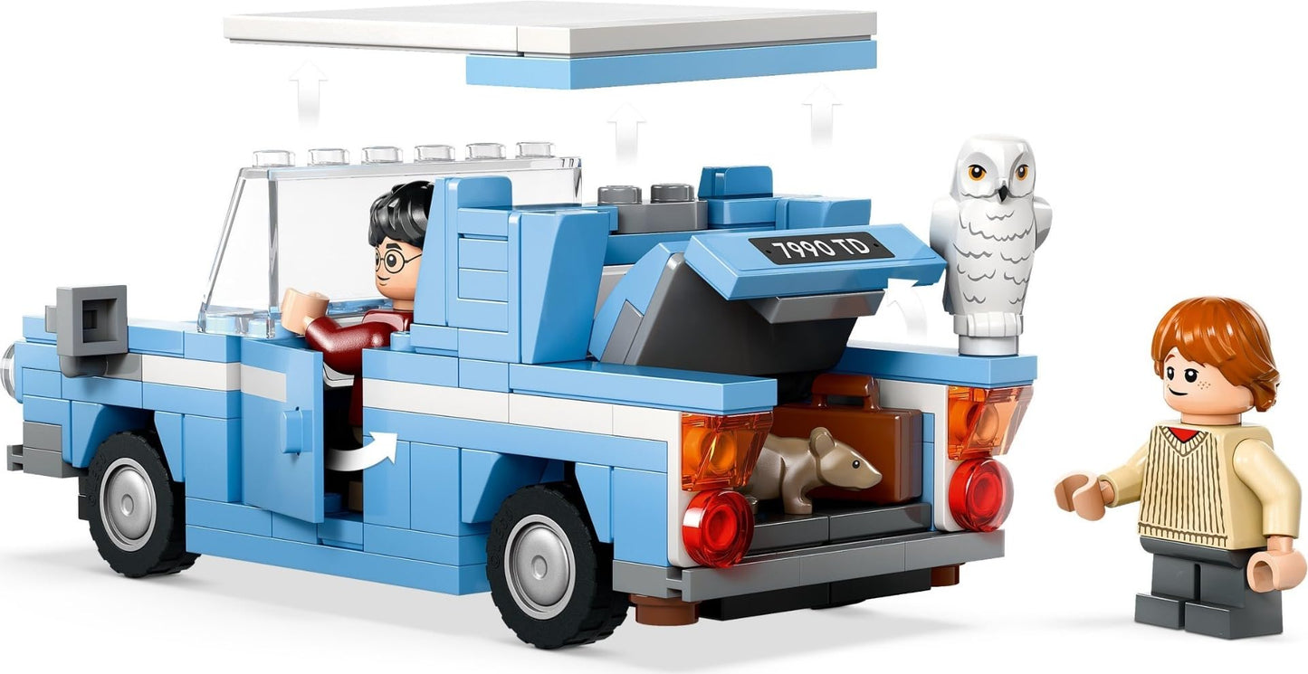 LEGO Harry Potter Ford Anglia Zburător, mașină de jucărie pentru copii, cadou pentru băieți, fete și fani de peste 7 ani, set cu 2 mini-figuri inclusiv Ron Weasley pentru jocuri de rol 76424