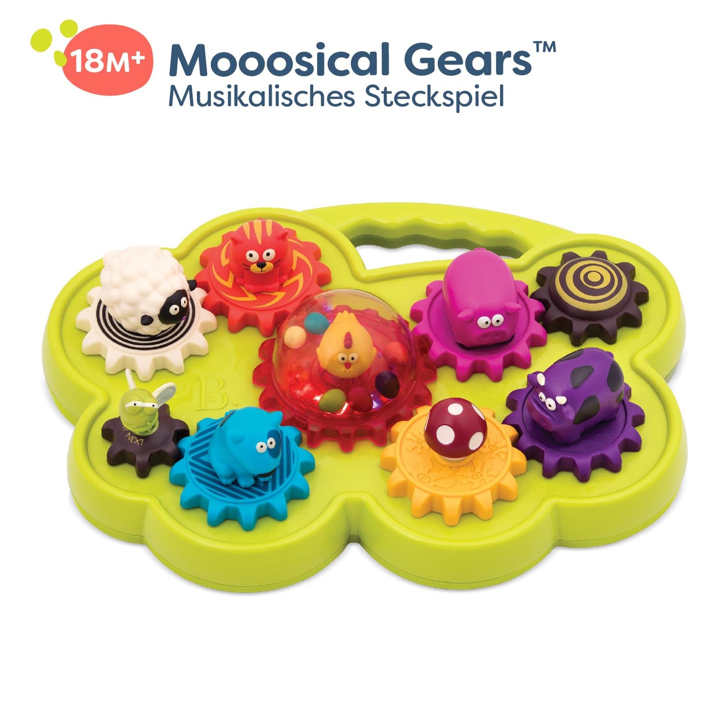 B. toys Joc de montaj cu roți dințate, animale de fermă, lumini și muzică – Jucărie pentru dezvoltarea motricității, jucărie educativă pentru copii și bebeluși de la 18 luni.