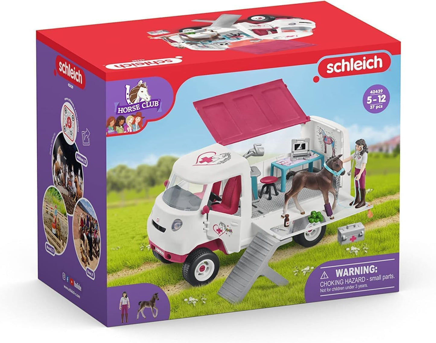 Schleich 42439 HORSE CLUB - Set de joacă cu medic veterinar mobil și mânz Hannoveraner, 37 piese, figurine Schleich și medic veterinar articulat, jucărie pentru copii de la 5 ani.