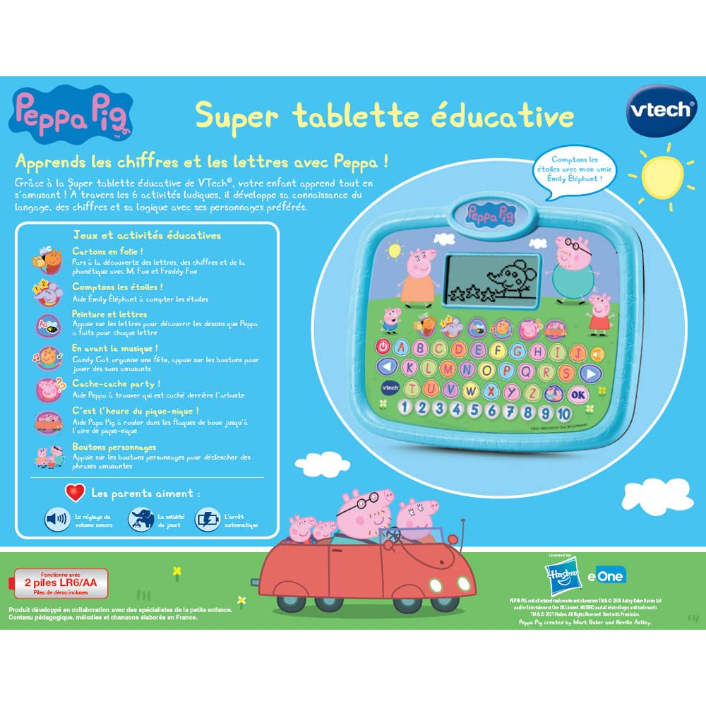 VTech - Peppa Pig - Super Tableta de Învățare, Tabletă pentru Copii - 2/5 Ani - Versiune Franceză
