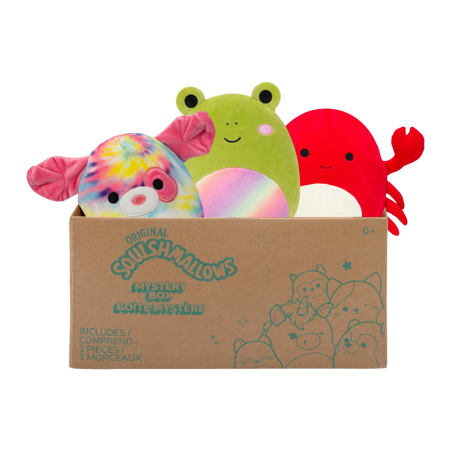 Squishmallows SQCR04665 - Cutie Misterioasă, conține 3x Squishmallows surpriză de 20cm, oficial Jazwares Pluș