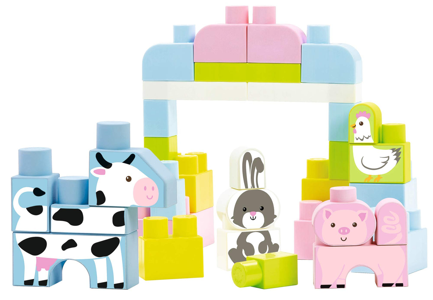 Ecoiffier – Abrick Ferma cu 50 de Blocuri Mari în Formă de Animale, XL-Bausteine Colorate în Cutie, pentru Copii și Sugari de la 12 Luni