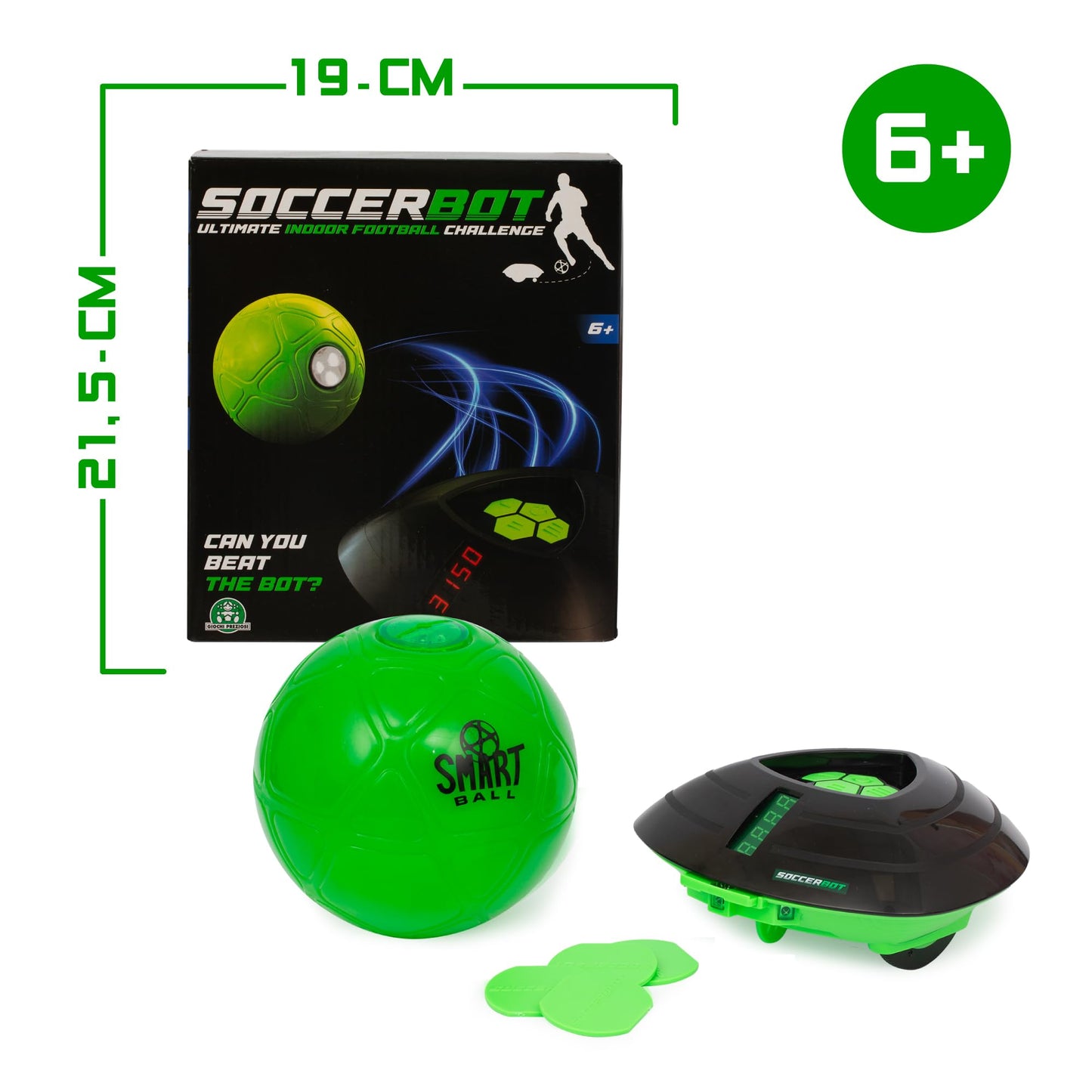 Minge Smart Soccer Bot, robot pentru interior, joc solo sau multiplayer, recomandat de la 3 ani, MR100, negru, M