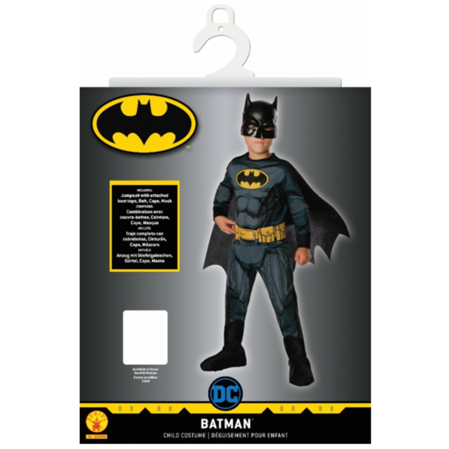 Costum Batman Rubie's I-630856S pentru băieți, clasic, 3-4 ani, 98-104 cm