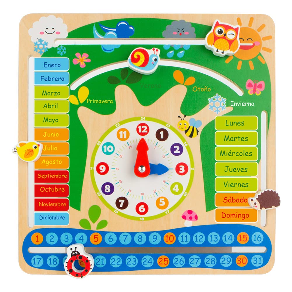 WOOMAX 43896 - Ceas Calendar Educațional din Lemn
