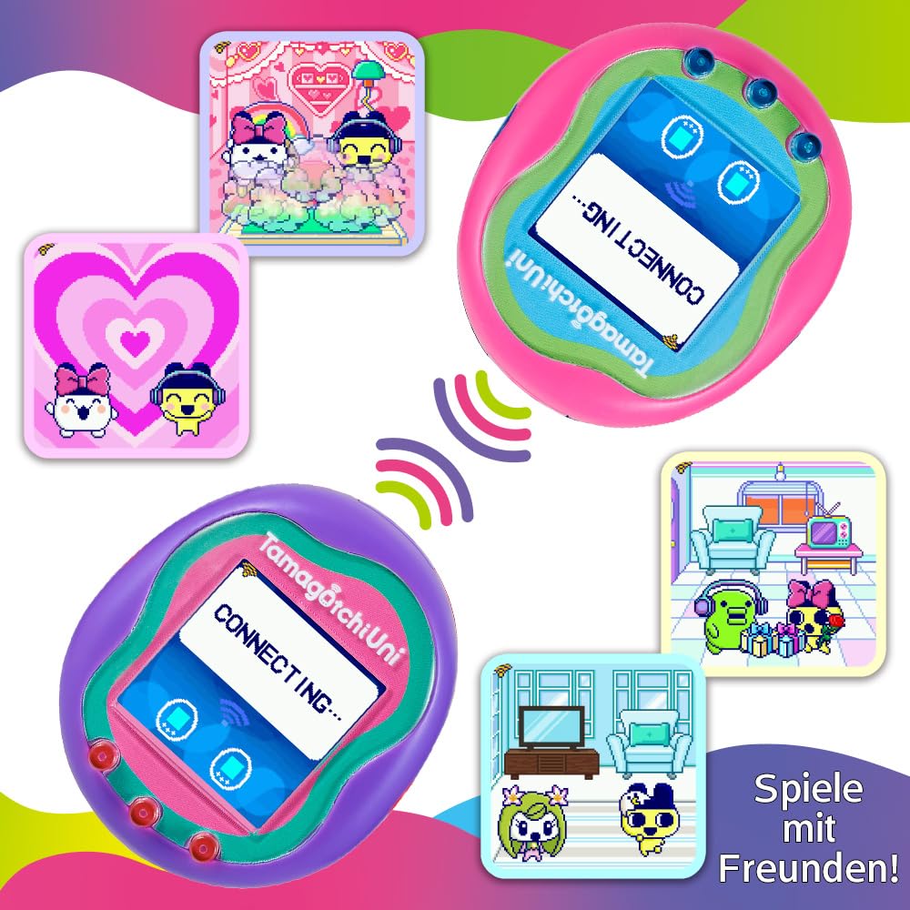 Bandai - Tamagotchi Uni - Tamagotchi conectabil cu ceas de mână - Animal interactiv Tamagotchi - Tamagotchi în limba germană - Model violet - Jucărie pentru copii de la 6 ani - 43352