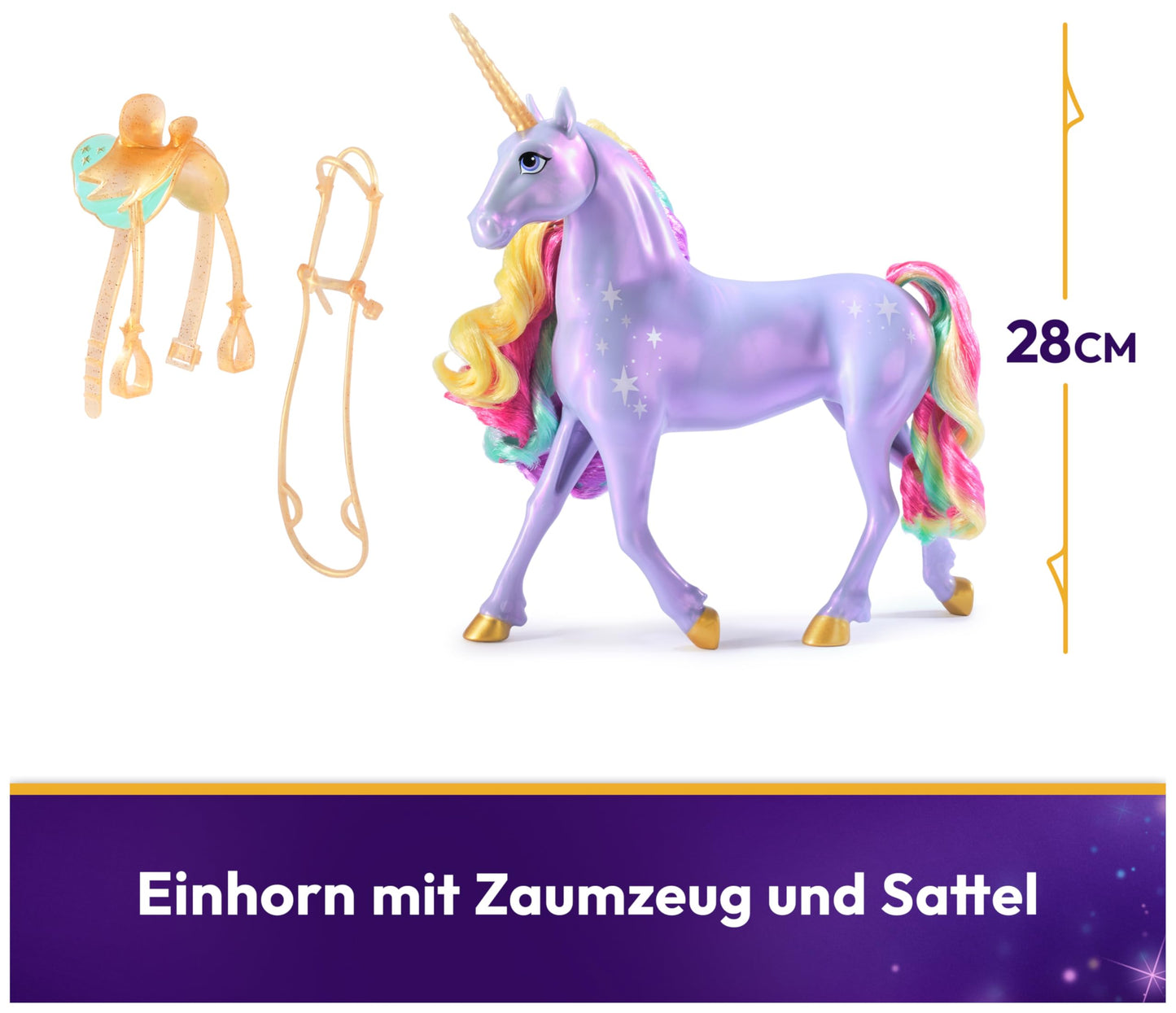 Academia Unicornului Licht-Magie Wildstar - Unicorn cu efecte de lumină și muzică, 28 cm, inspirat de seria Netflix, pentru jocuri de rol imaginative, pentru copii de la 4 ani.