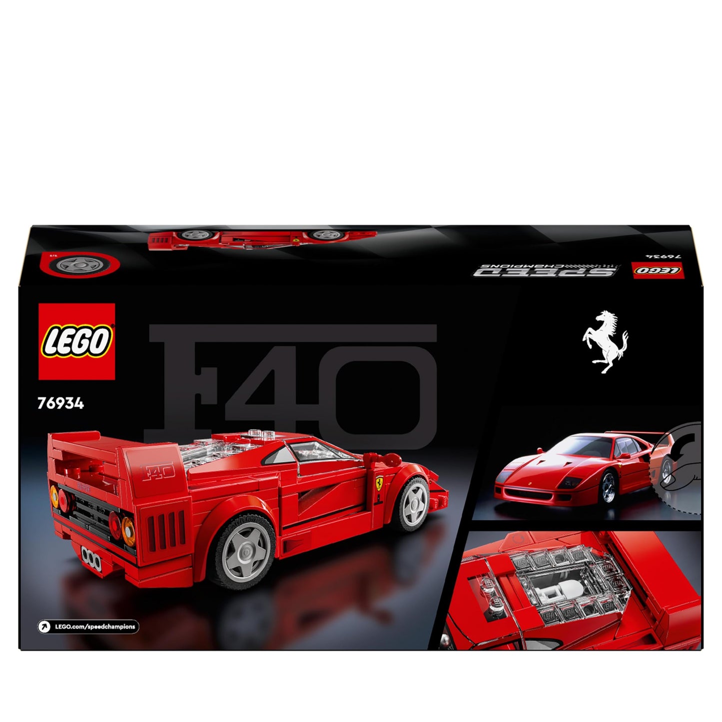 LEGO Speed Champions Ferrari F40, set de construcție cu mașină de jucărie și figurina șofer, cadou pentru copii 76934