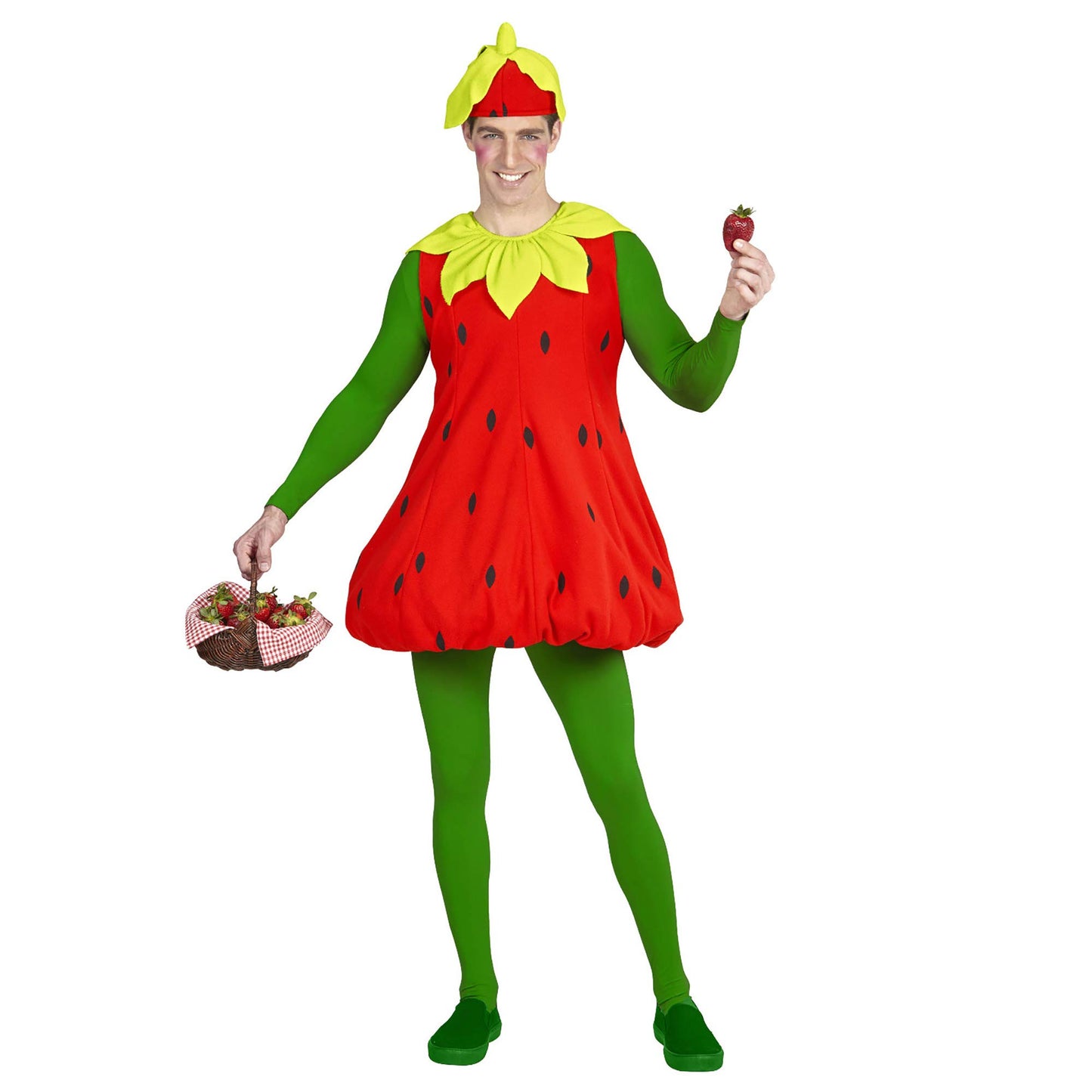 WIDMANN MILANO Costume de petrecere - Costum căpșună, rochie, accesorii pentru cap, costum de partener, fructe, petrecere tematică, carnaval