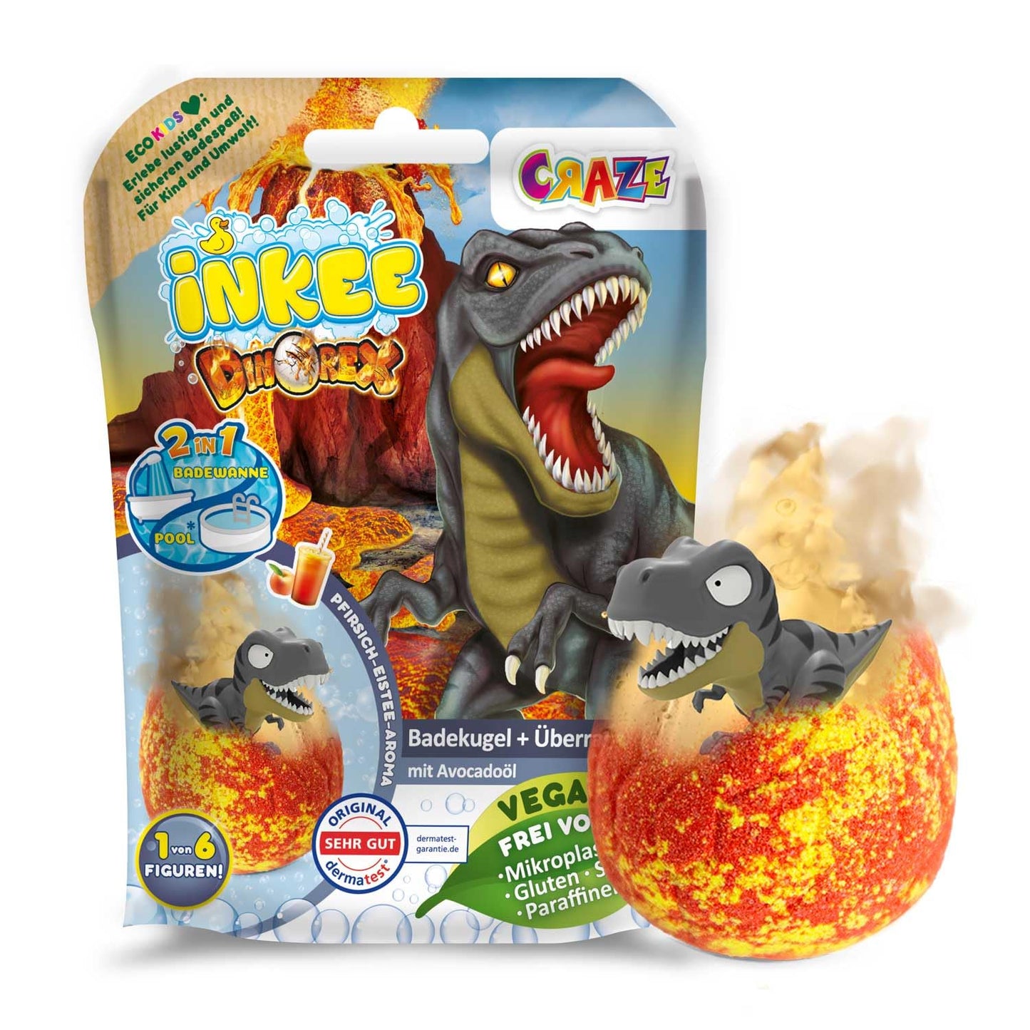 INKEE Surprise Dino 8 bombe de baie cu figurine