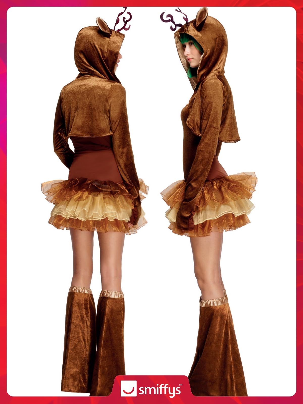 Costum de ren Smiffys Fever cu rochie tutu, bretele detașabile, jachetă și cizme pentru adulti, marimea