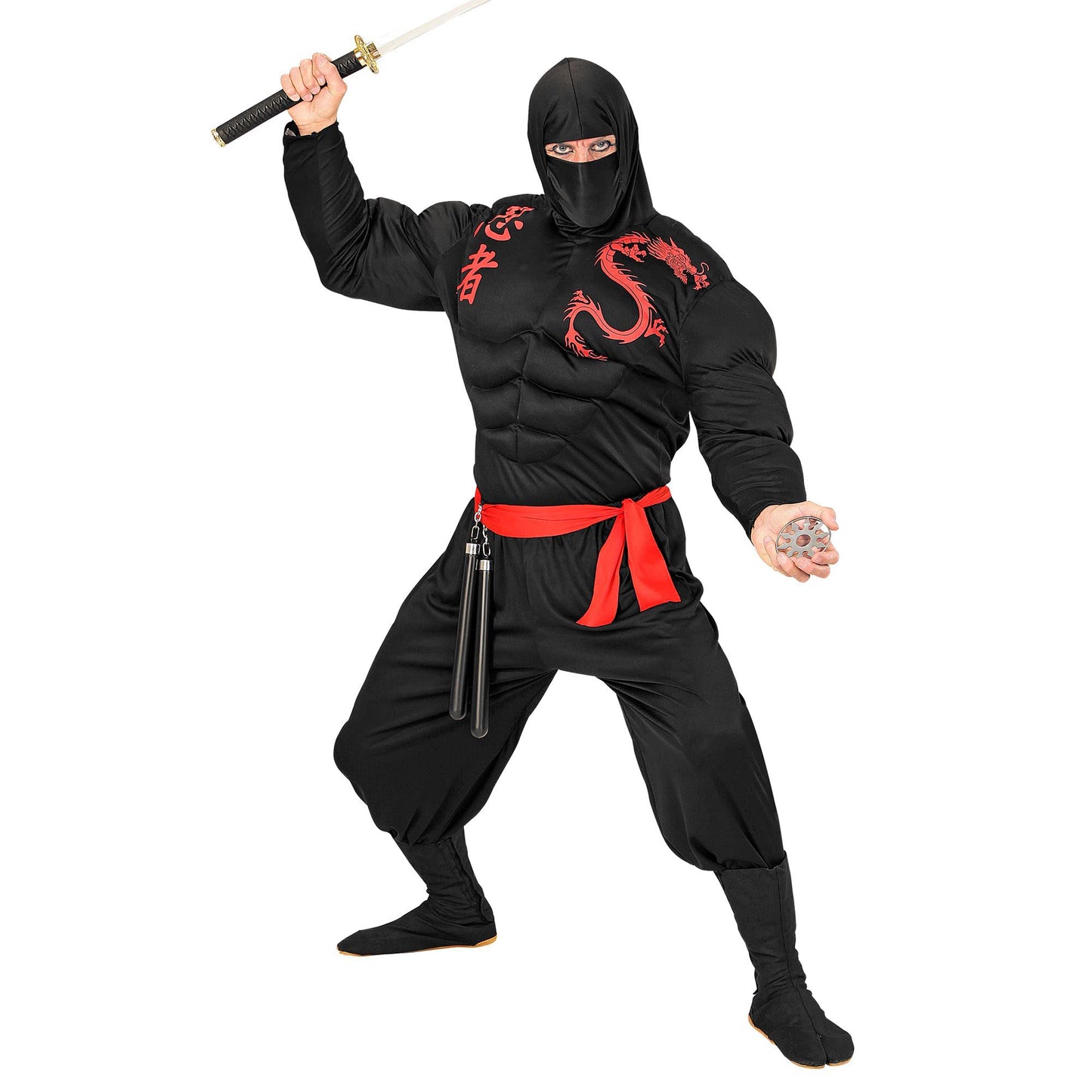 Costum de ninja musculos, cămașă cu mușchi, războinic japonez, luptător, costume