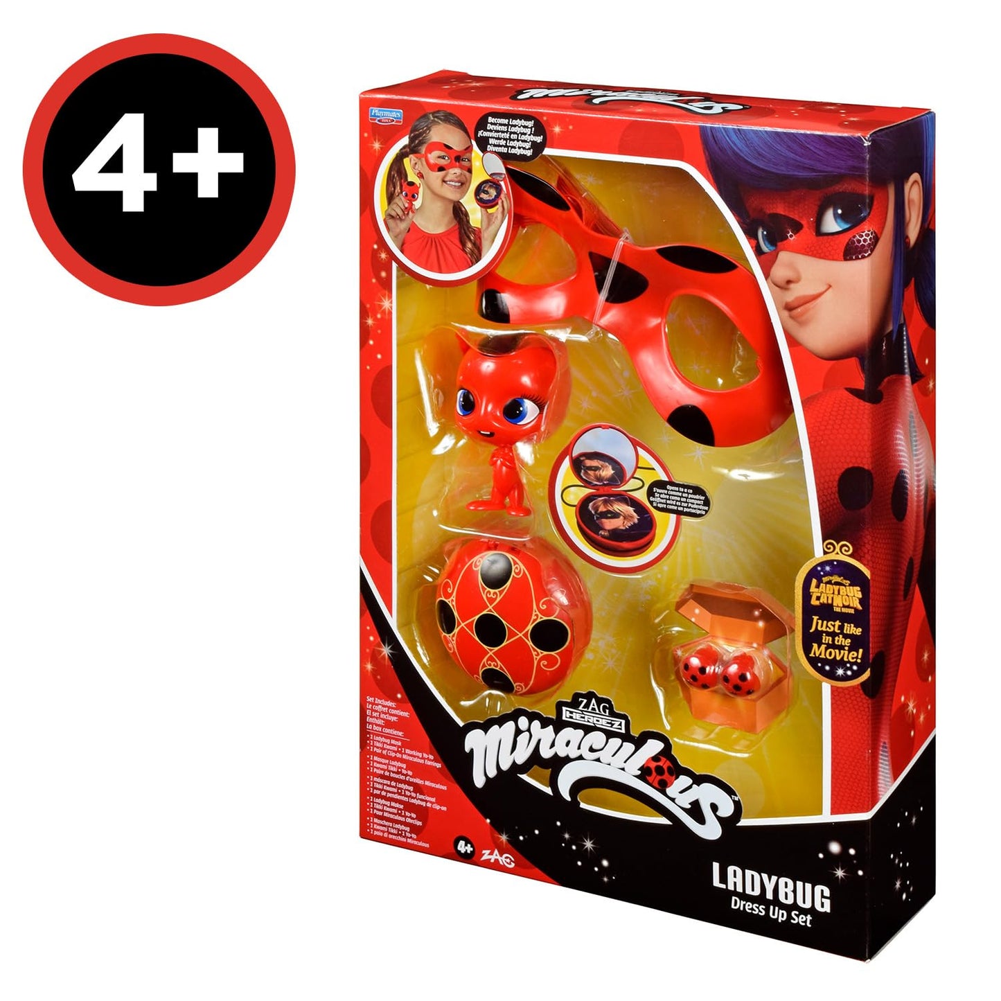 BANDAI - Miraculous Buburuza - Set de Transformare - Costum Ladybug - Cutie cu Masca JoJo, Cercei Tikki și Kwami - Costum și Accesorii Miraculous - Jucărie pentru Copii de la 4 Ani - P50601