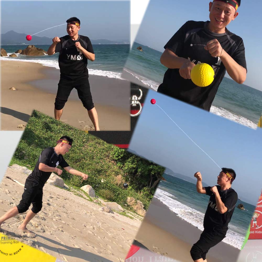 YMX BOXING Reflexball - 4 mingi + 2 benzi de cap, ideal pentru antrenamentul reflexelor, reacției și coordonării ochi-mână