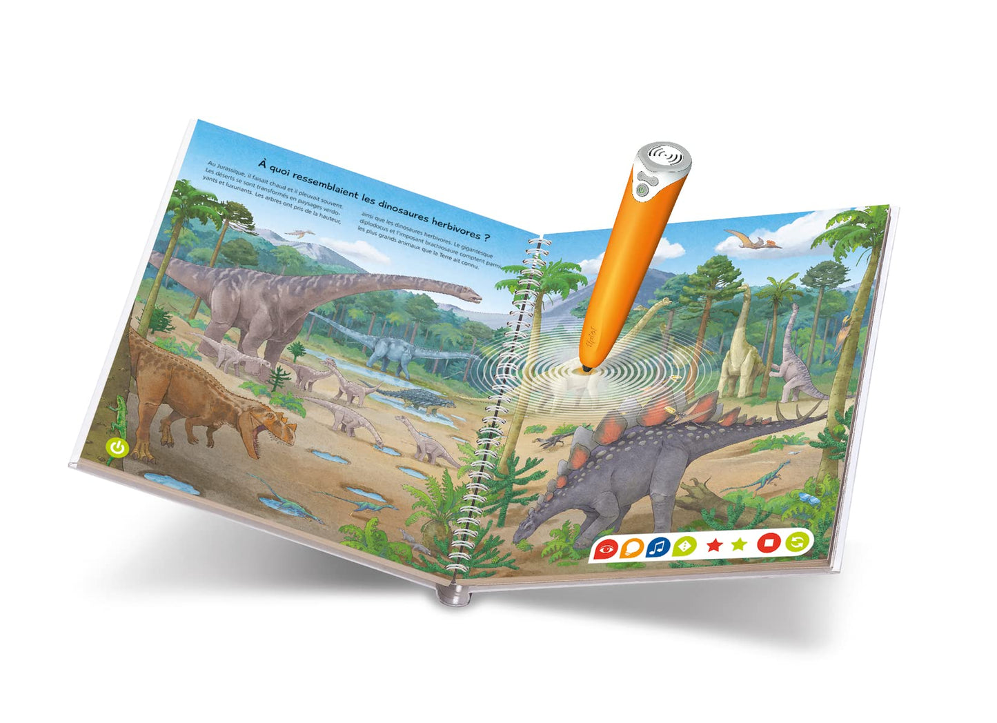 Ravensburger tiptoi® – Set complet cu player interactiv + carte „Descopăr dinozaurii” – joc educativ electronic, fără ecran – de la 4 ani – versiune în limba franceză – 00 143