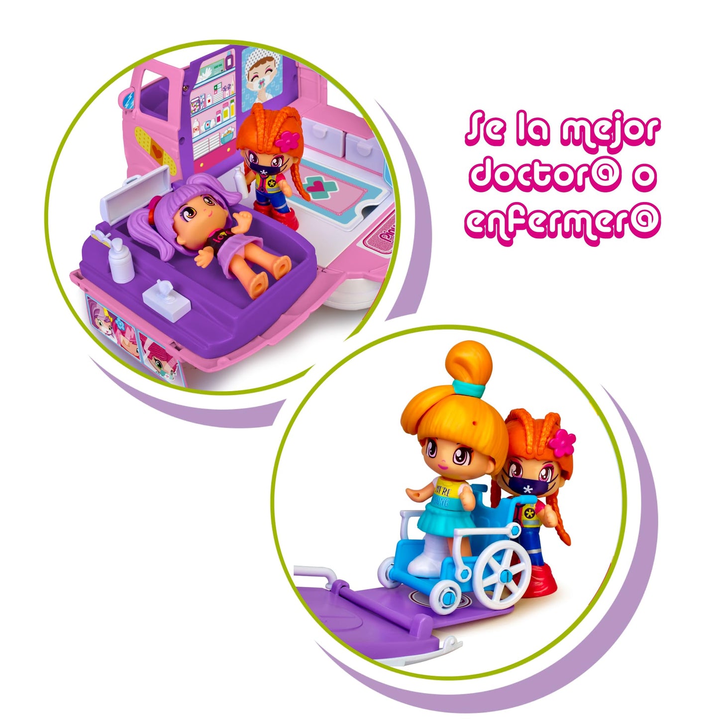 Pinypon - Ambulanță cu sirene, aparat de radiografie și accesorii medicale, inclusiv figurina șoferului, Famosa (PNY36000)