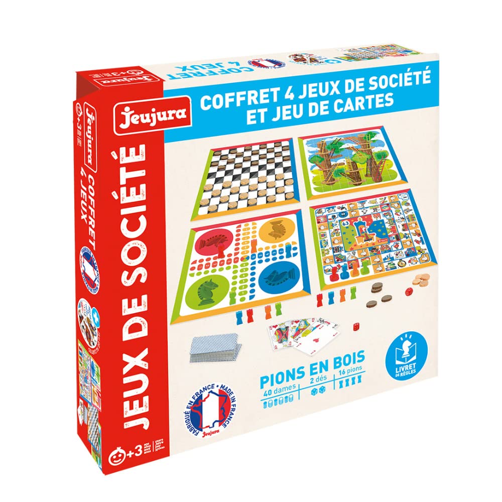 Jucărie Jeujura J8456 Cutie cu 4 Plăci și Cărți de Joc, Colorat, S