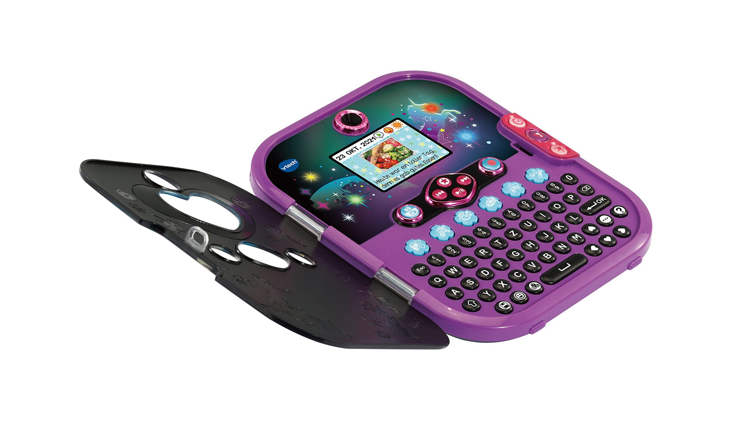 VTech Kidisecrets Selfie Music 2.0 negru – Jurnal pentru copii cu 2 camere, MP3 player, recunoaștere facială și efecte de lumină – Pentru copii de 6-12 ani