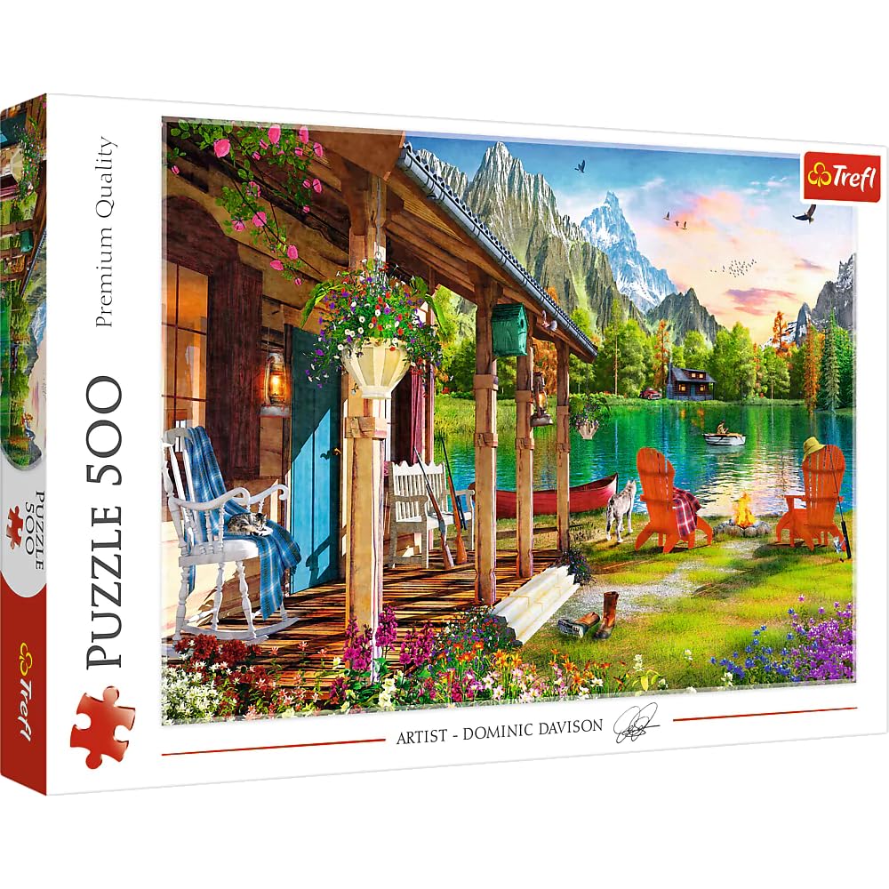 Trefl - Cabana în Muntii 500 Piese, Puzzle pentru Adulți și Copii de la 10 Ani, Colorat