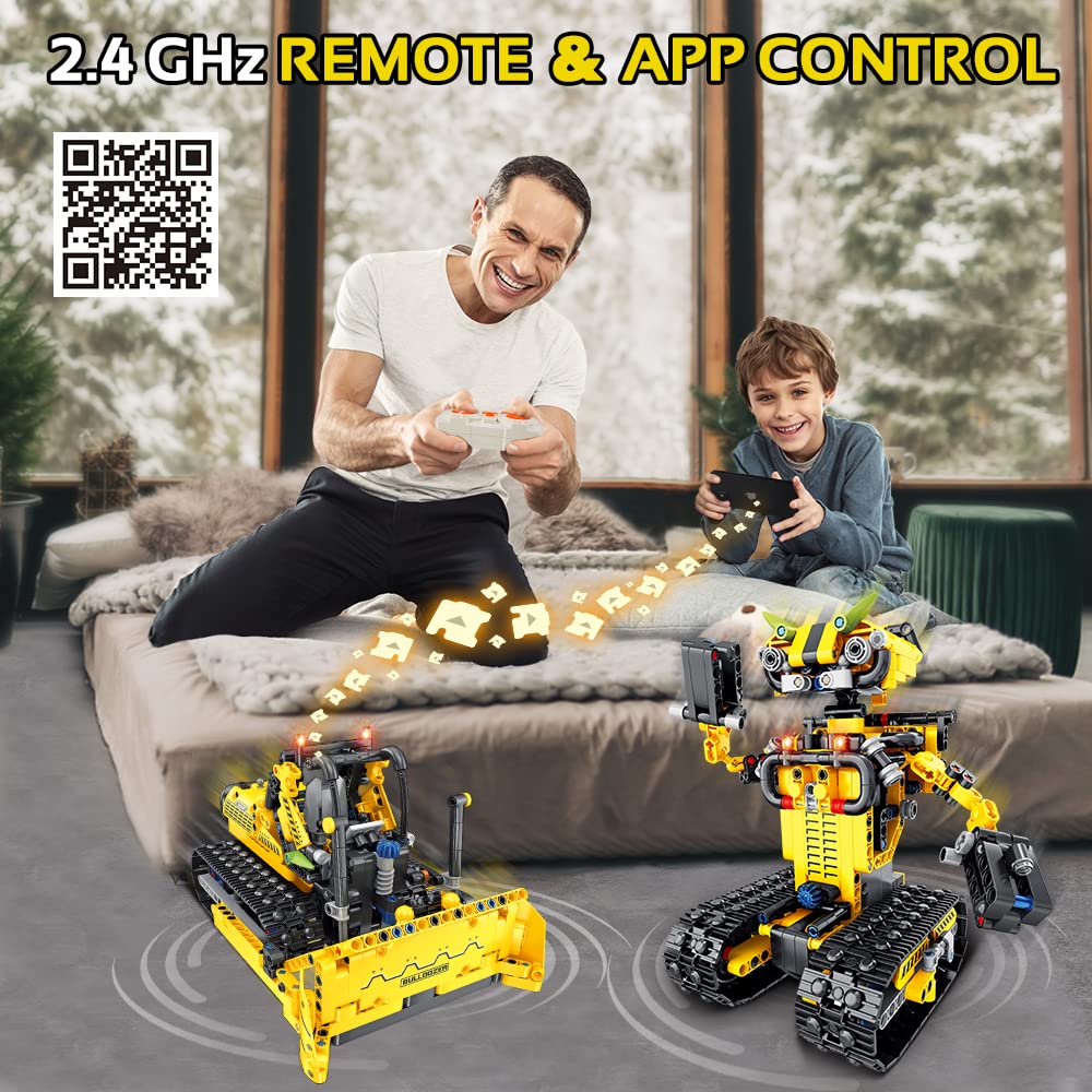 HOGOKIDS Robot Bulldozer 2-in-1, 730 piese, 8-12 ani