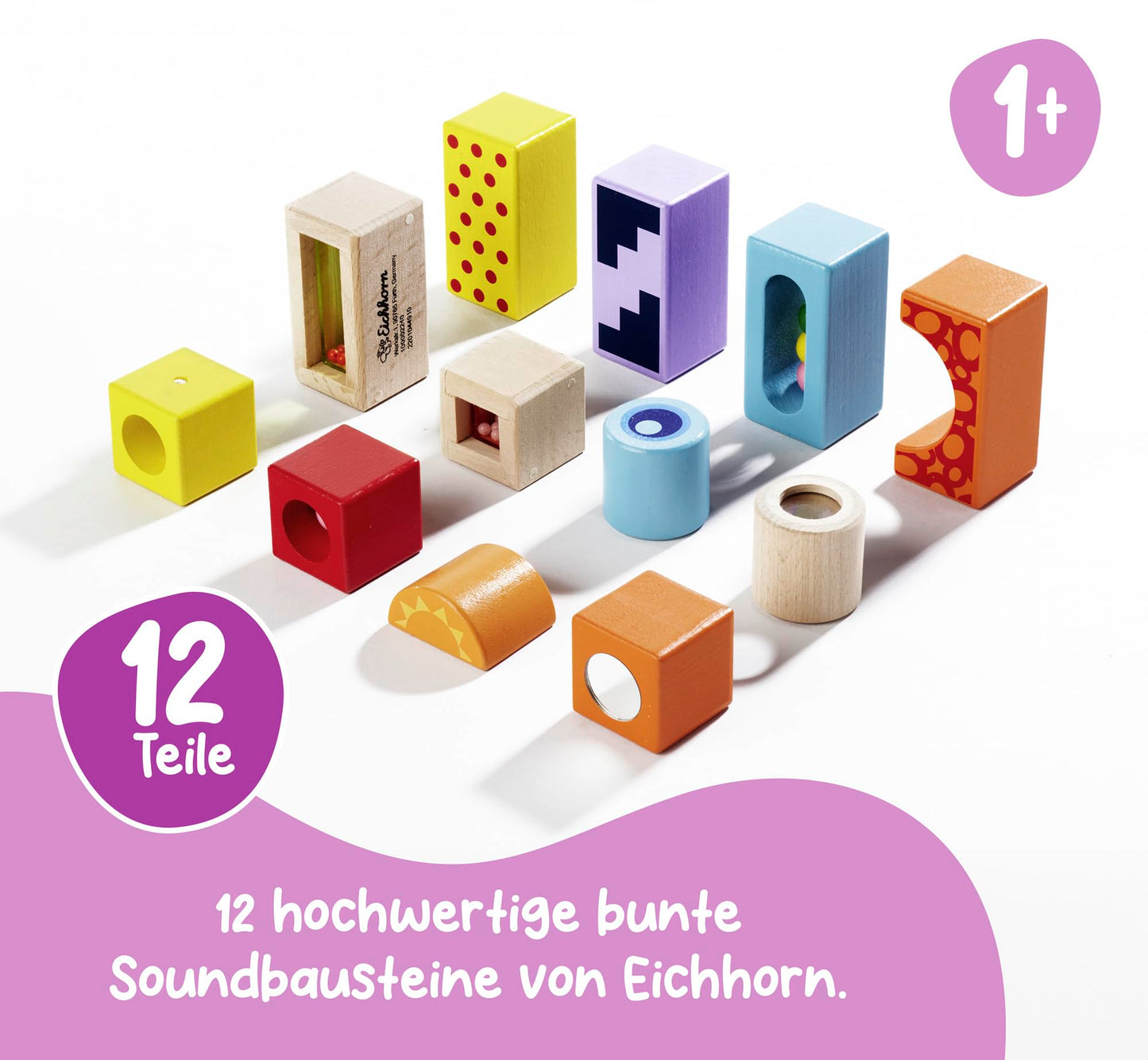 Eichhorn Cuburi muzicale din lemn, 12 buc, 1+ an