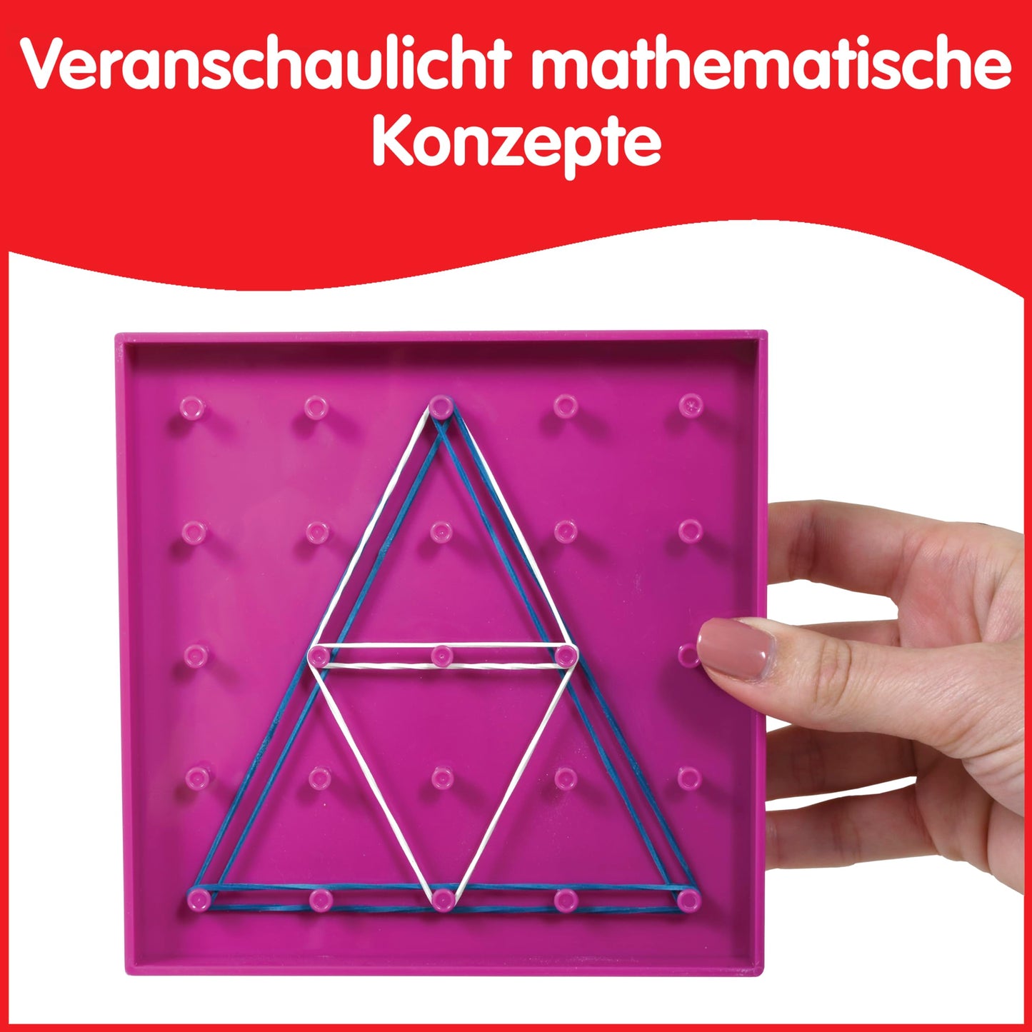 edxeducation 7728 Set de Geoboard dublu față cu benzi elastice 6 bucăți 3+ ani Matematică Geometrie Motricitate fină Creativitate pentru copii