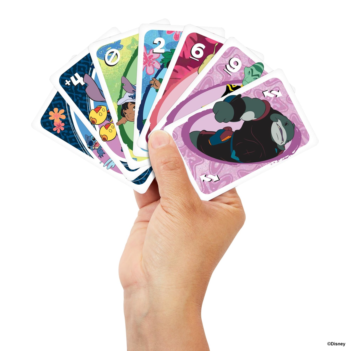 Joc de cărți Mattel Games UNO Disney Lilo și Stitch pentru copii, adulți și familii, bazat pe film, cu reguli incluse, JCC10