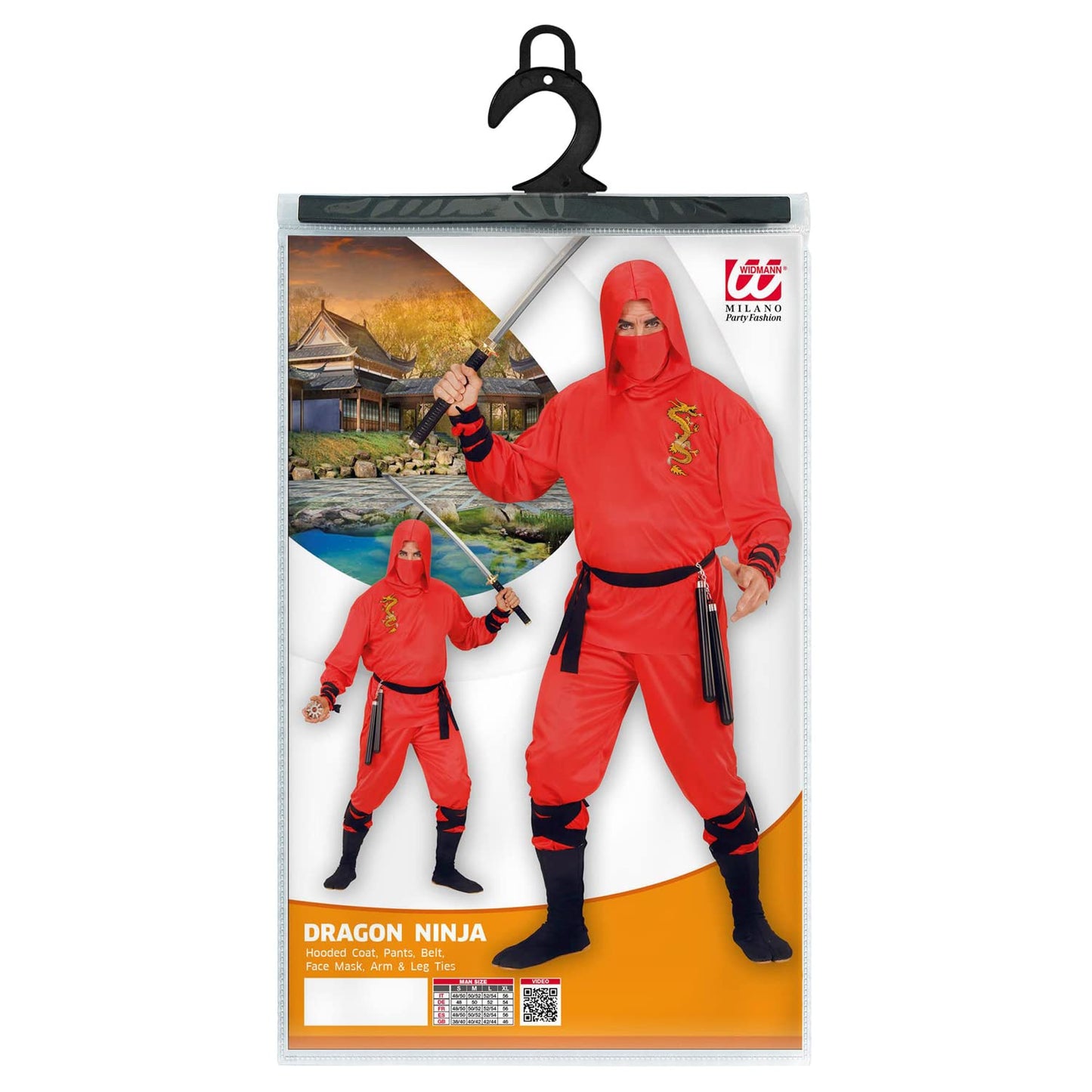 Costum Red Dragon Ninja - WIDMANN MILANO Party Fashion, Samurai și Războinic, Costume de Carnaval