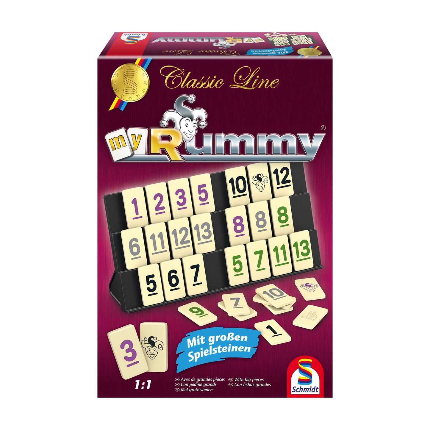Schmidt Spiele 49282 - Classic Line MyRummy, Joc de Plăci cu Piese Mari