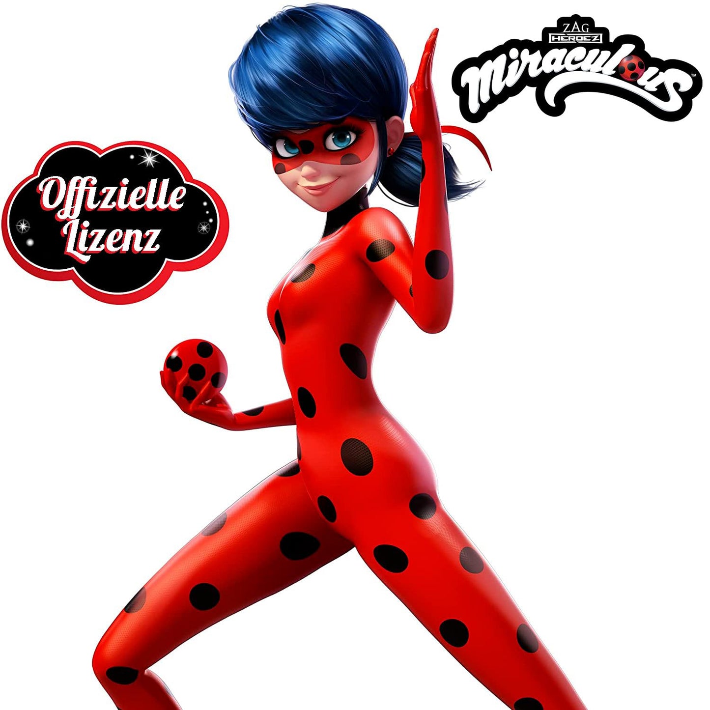 BANDAI - Miraculous Buburuza - Set de Transformare - Costum Ladybug - Cutie cu Masca JoJo, Cercei Tikki și Kwami - Costum și Accesorii Miraculous - Jucărie pentru Copii de la 4 Ani - P50601