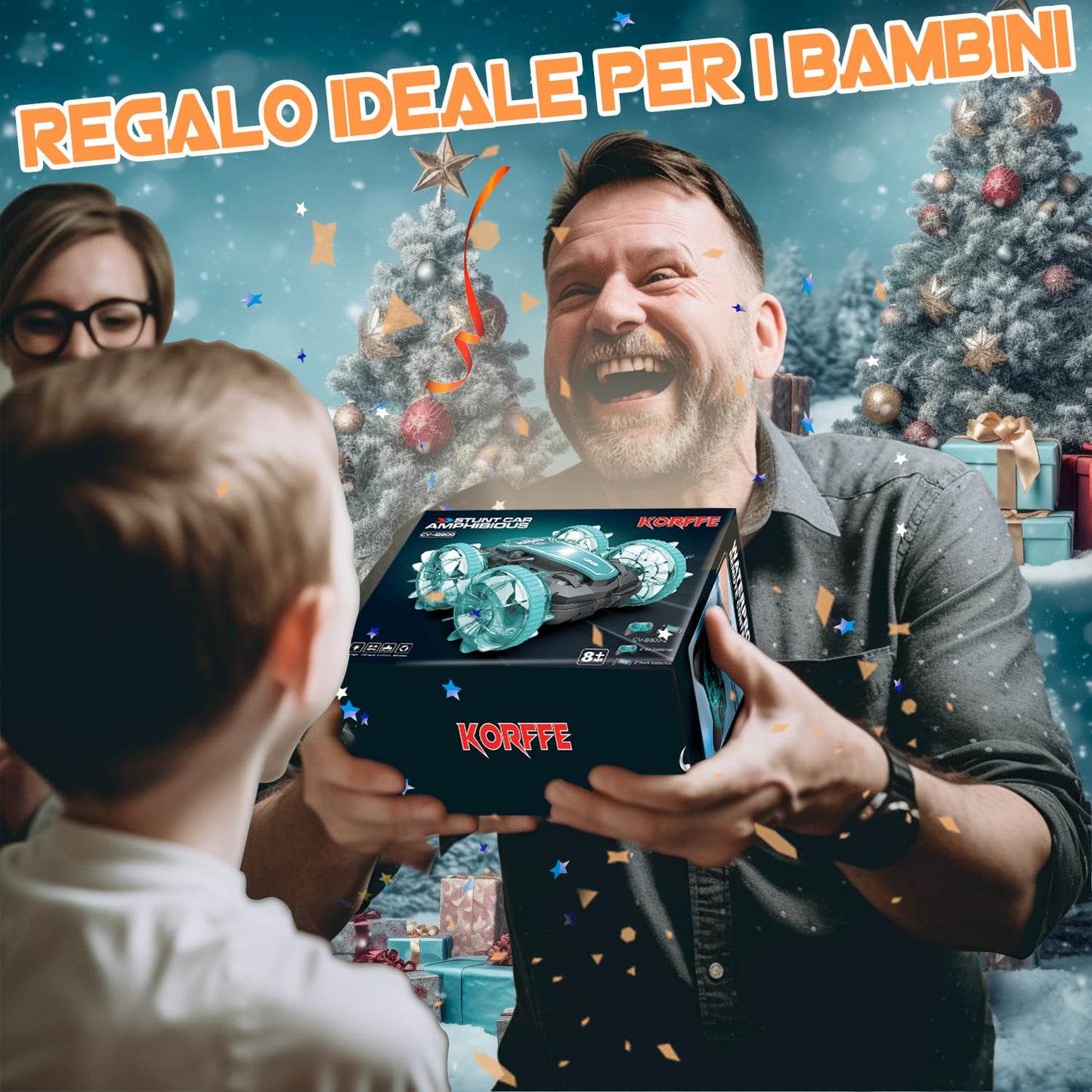 Mașină cu telecomanda Korffe, 4WD Offroad, Rotire 360°, 2,4 GHz, Auto Stunt Rezistent la Apă, Jucărie pentru Copii 8-12 Ani, Cadou de Naștere sau Crăciun pentru Băieți și Fete.