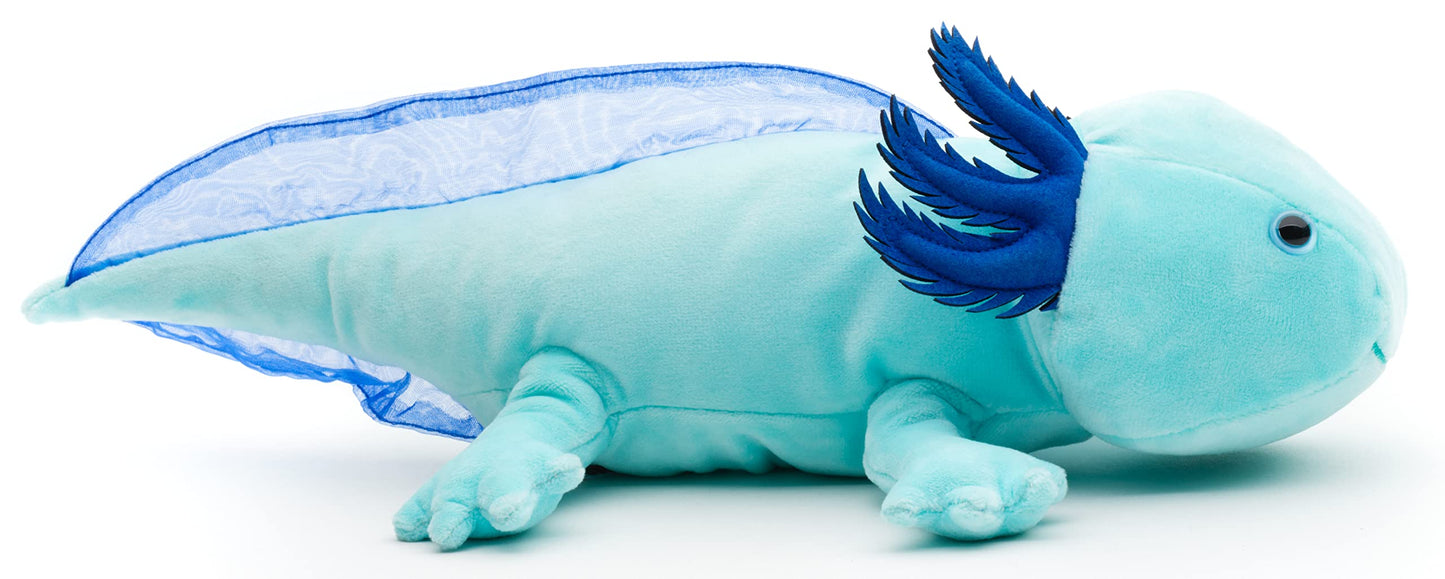 Uni-Toys - Axolotl (Albastru Deschis-Fluorescent) - 32 cm (Lungime) - Ajolote de Pluș - Jucărie de Pluș