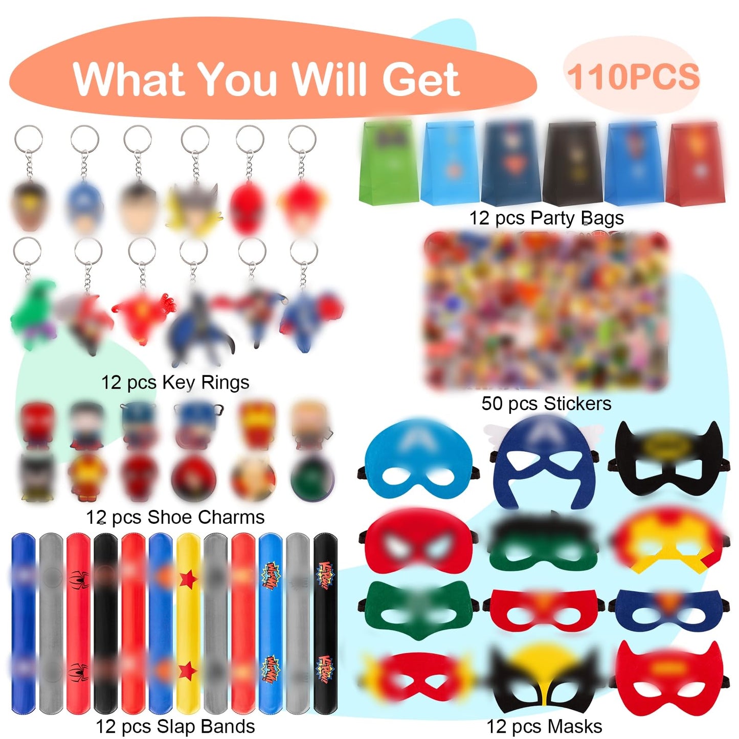 Heartsking Set 110 piese Supereroi, decorațiuni petrecere
