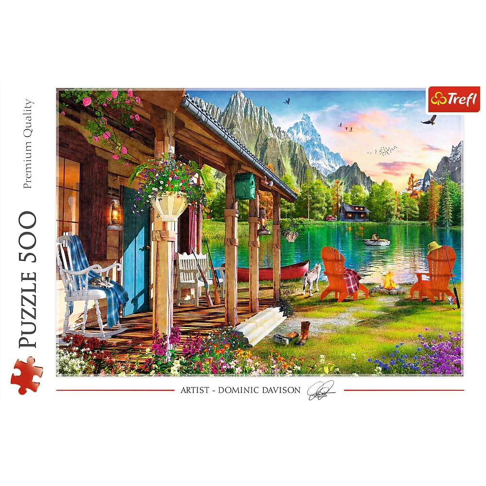 Trefl - Cabana în Muntii 500 Piese, Puzzle pentru Adulți și Copii de la 10 Ani, Colorat
