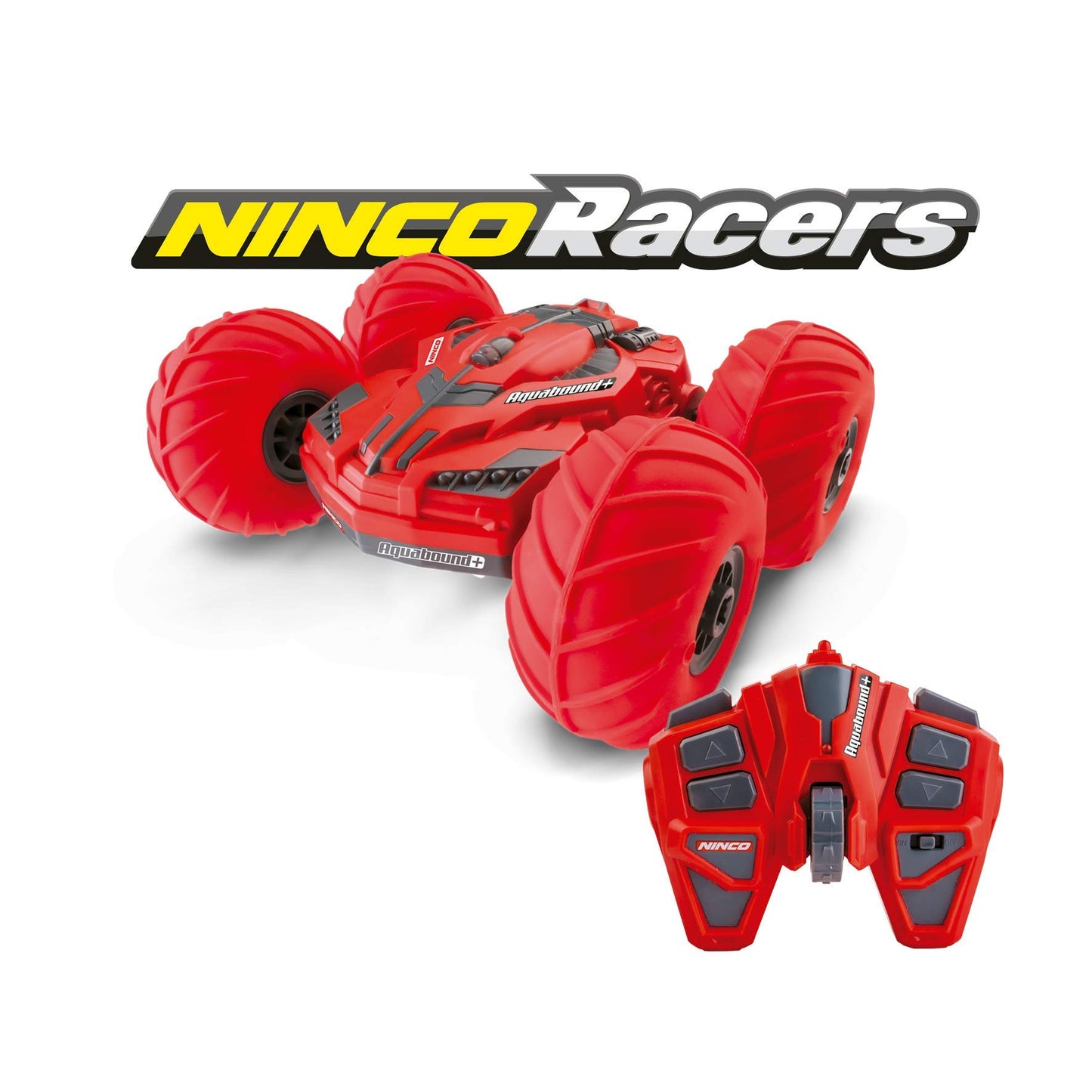 Ninco Racers - Aquabound cu telecomandă, amfibie și reversibil, pentru pământ, apă și zăpadă, roșu, 6 ani (NH93133)