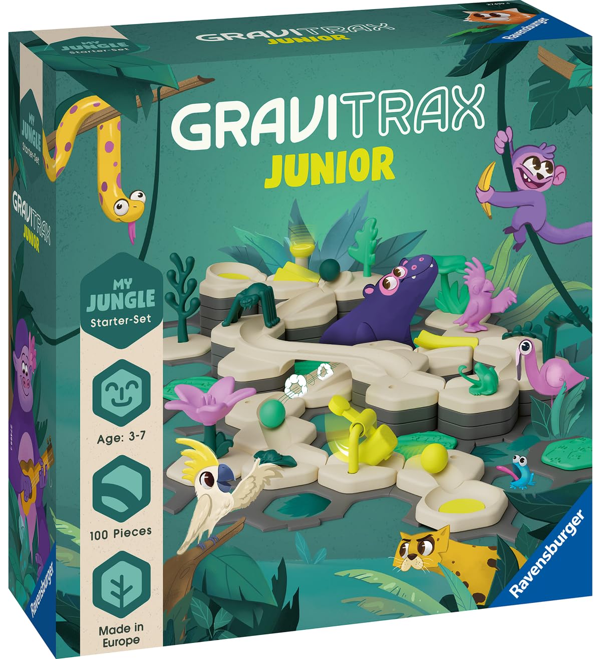Ravensburger Set de constructie GraviTrax Junior - My Jungle, Joc Inovator și Educațional STEM, pentru Copii de 3-7 Ani și Adulți, 100 Piese