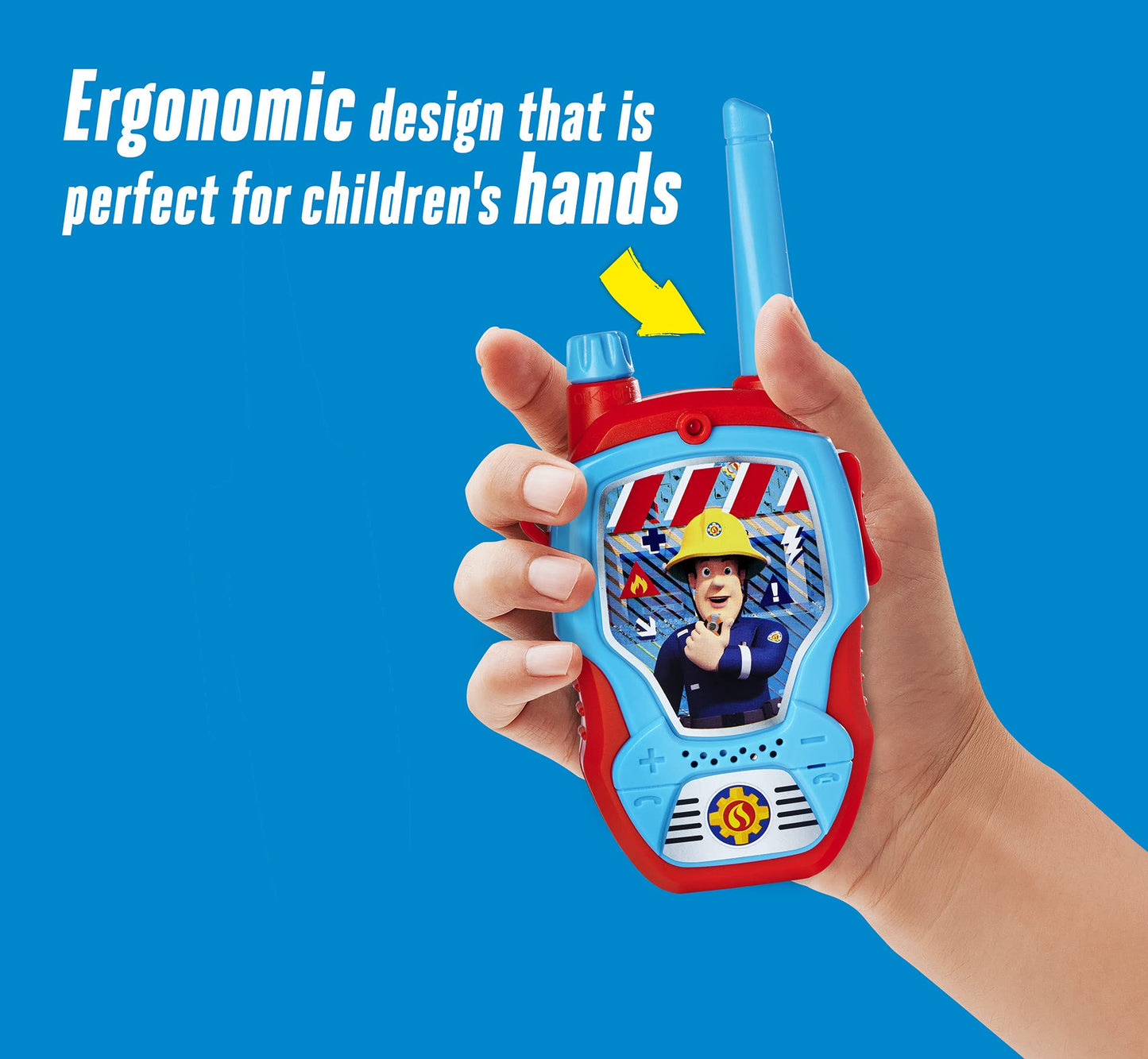 Dickie Toys – Walkie Talkie Feuerwehrmann Sam – 2 Dispozitive de Comunicație, Special Concepute pentru Copii de la 4 Ani, cu O Rază de Acțiune de Până la 100 m, Jucării de Comunicație Roșii