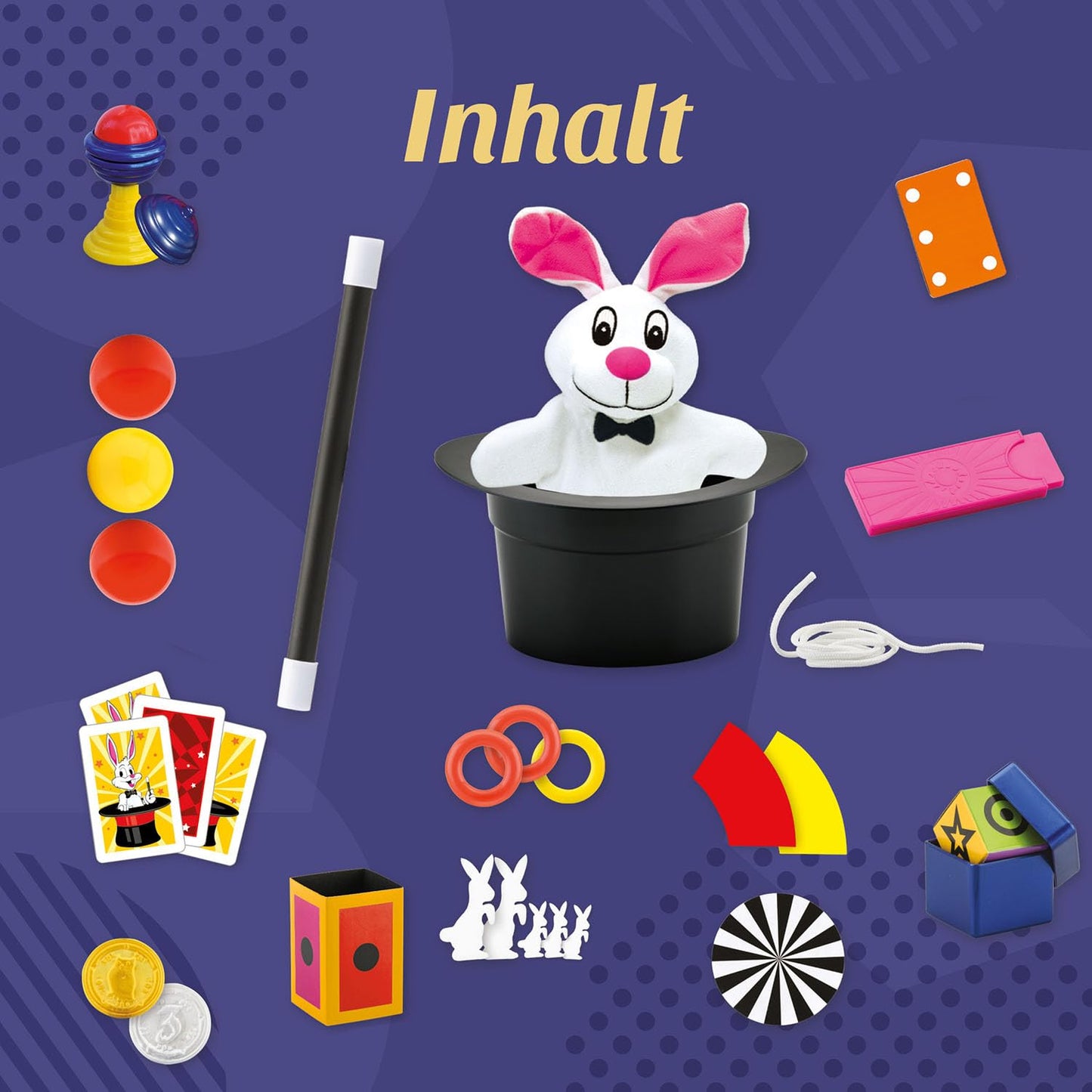 Kosmos 694302 Magic Zauberhut - Învață trucuri de magie și iluzii, set de magie cu baghetă și multe alte accesorii, pentru copii de la 6 ani.