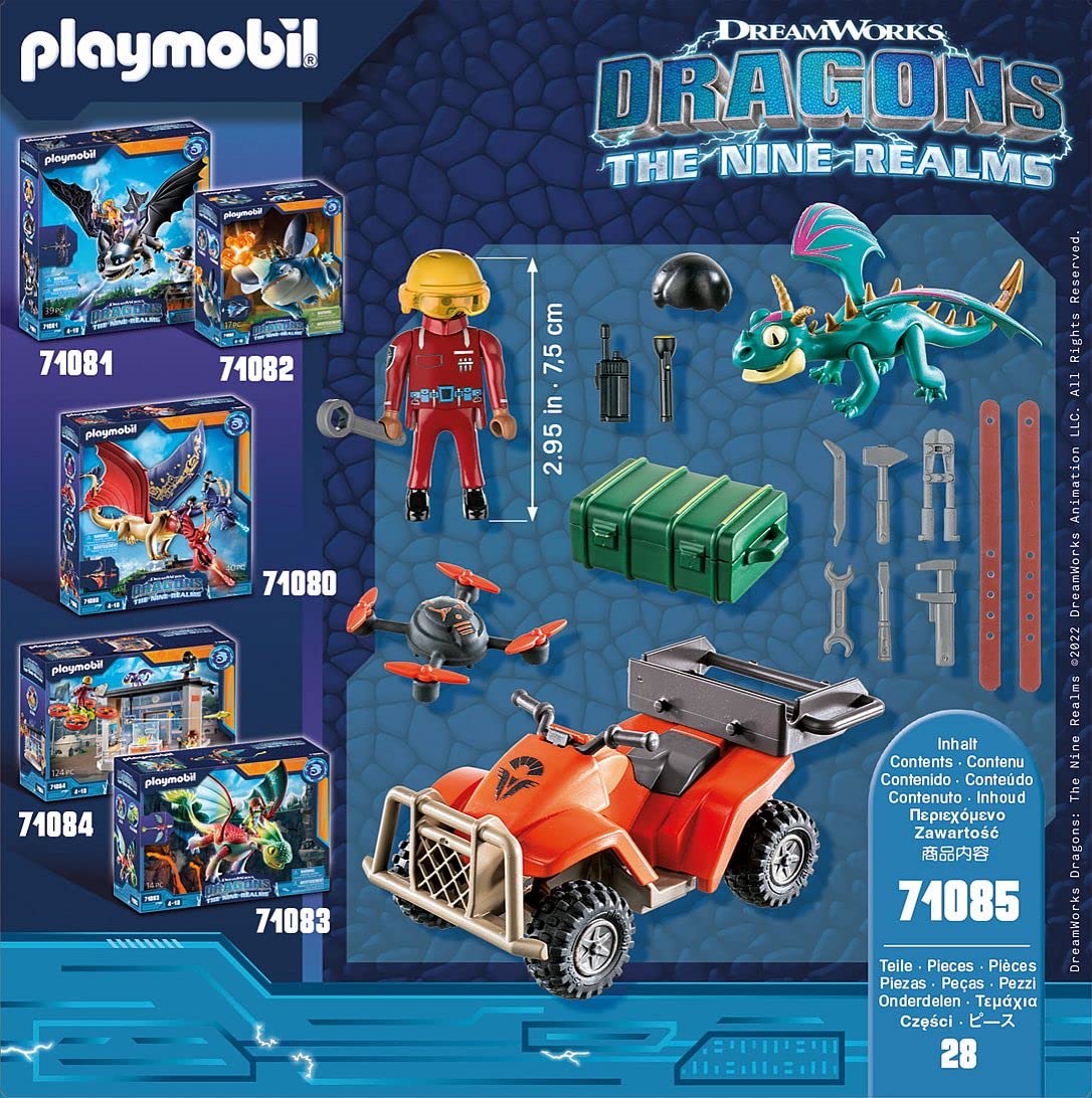 PLAYMOBIL DreamWorks Dragons 71085 - Icaris Quad & Phil, Figurina Dragon, Jucărie pentru copii de la 4 ani