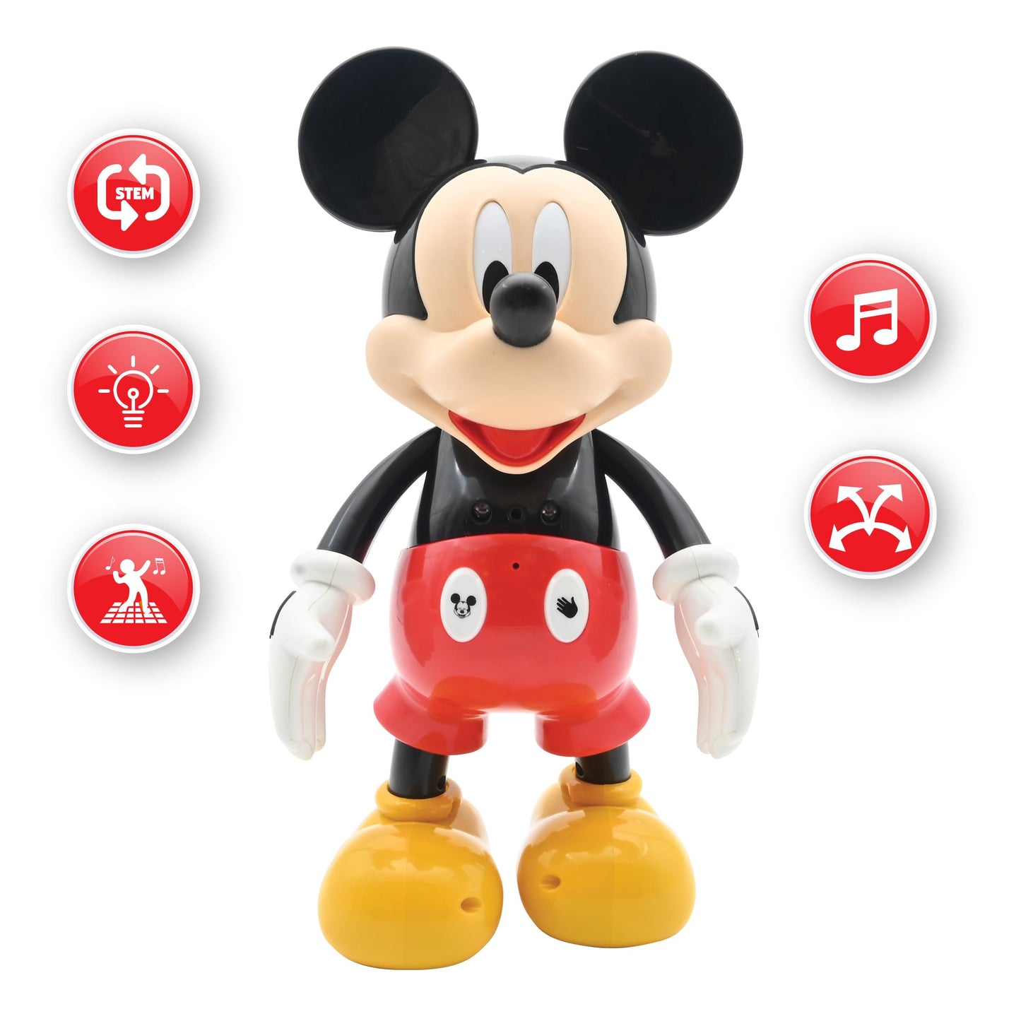 Robot educativ interactiv Mickey Disney LEXIBOOK MCH01i1 - Engleză/Franceză, 100 de întrebări educaționale, efecte de lumină, dansuri, programabil, articulat, negru/roșu, mediu.