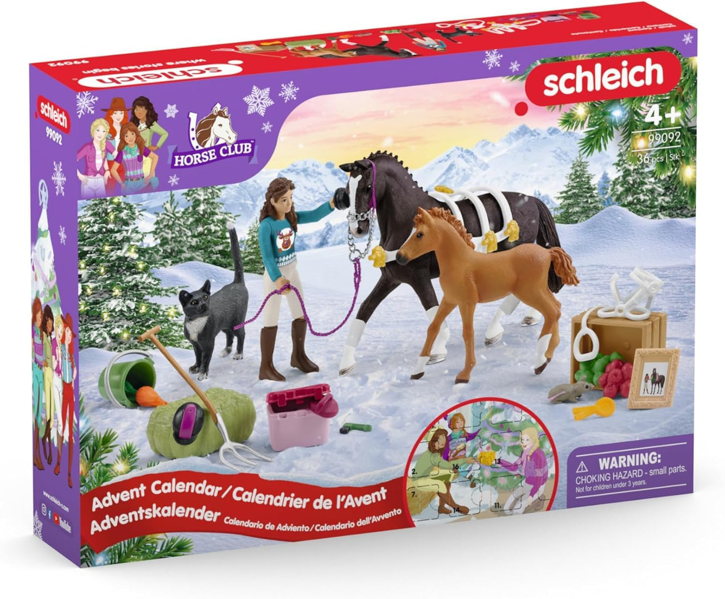Schleich 99092 Calendar de Advent Horse Club 2024, pentru copii de la 5 ani, set de joacă HORSE CLUB, 36 piese