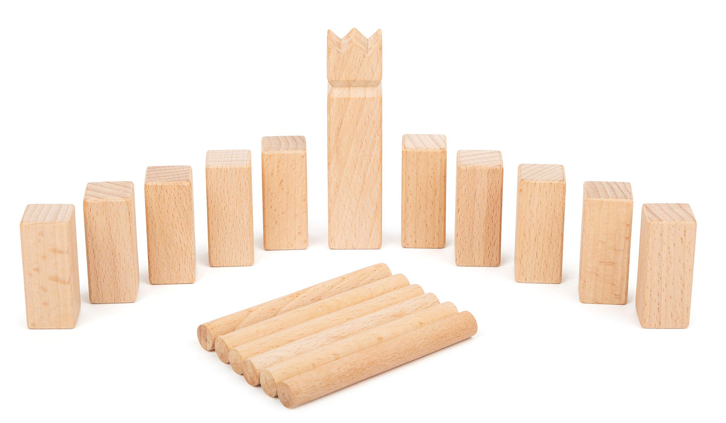 Small Foot Company - 11356 Vikingo Mini-Kubb, Set Extra Compact de 17 Piese din lemn cu Sac de Depozitare