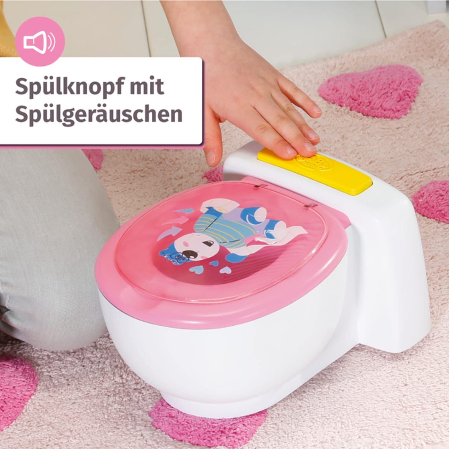 Toaletă BABY born pentru păpuși cu funcție sonoră și efect de spălare, 828373 Zapf Creation, Alb/Roz