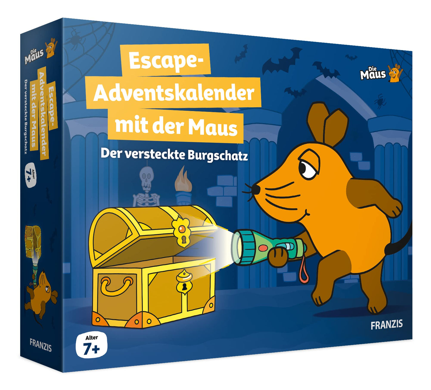 FRANZIS 67169 - Calendar de Advent Escape cu Maus - Comoara ascunsă a castelului, 24 de enigme captivante pentru perioada Adventului, pentru copii de la 7 ani.