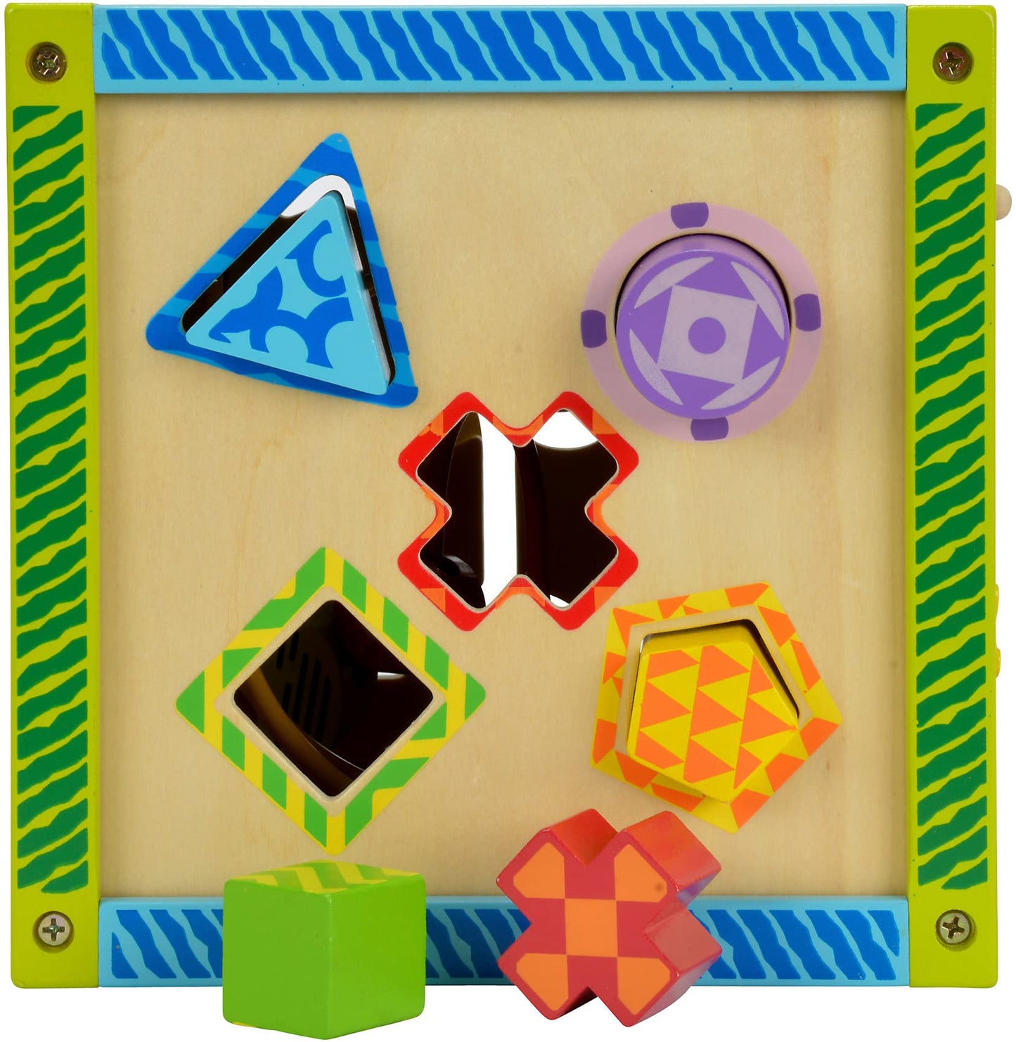 EichJucarie dexteritate, ceas, jocuri de motricitate și 5 blocuri de construcție, pentru copii de la 1 an, dimensiuni: 20x20x36 cm