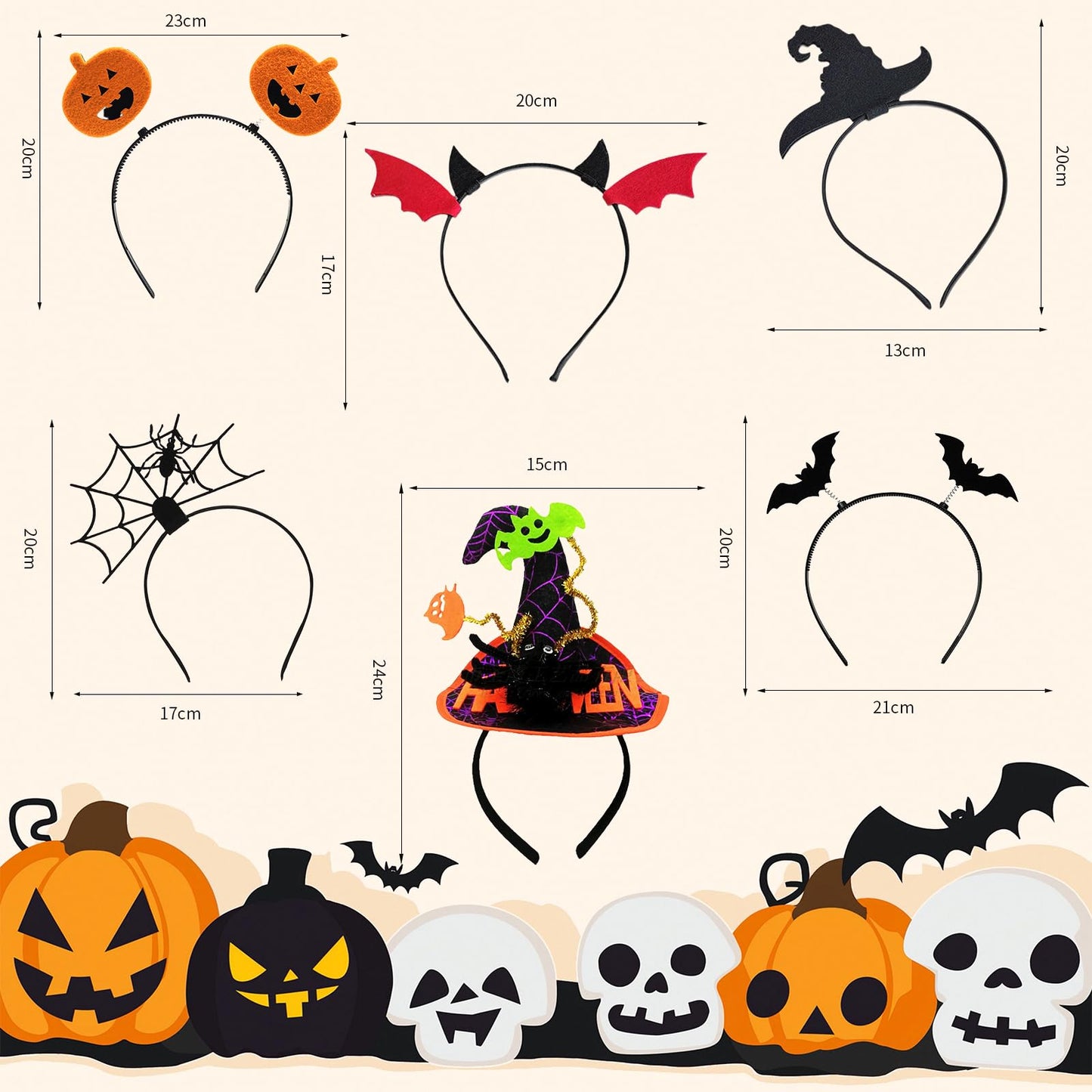 TanyoKing Set 6 Accesorii Păr Halloween, diademe