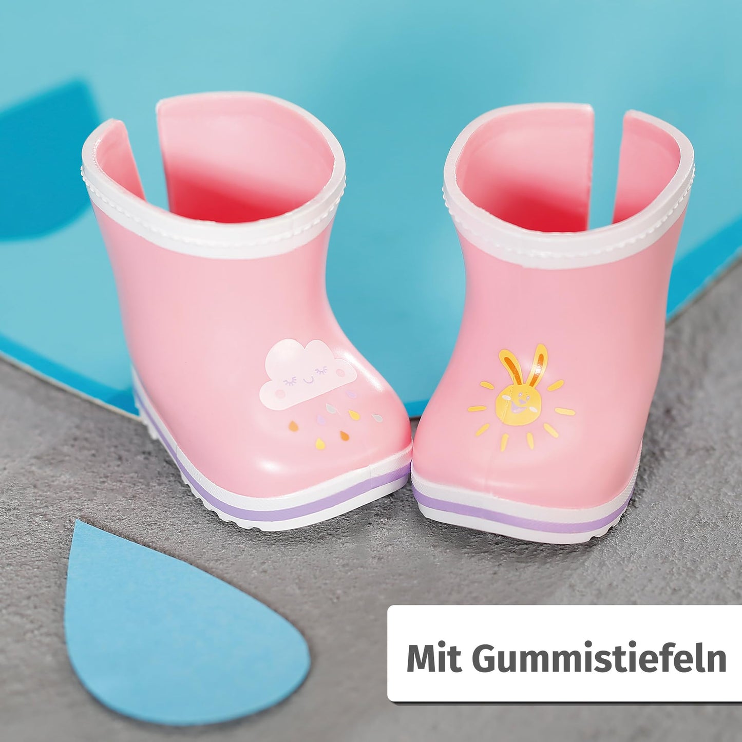 Costum Deluxe Regen pentru BABY born cu impermeabil, pantaloni de ploaie și cizme din cauciuc pentru păpuși de 43 cm, 836460 Zapf Creation
